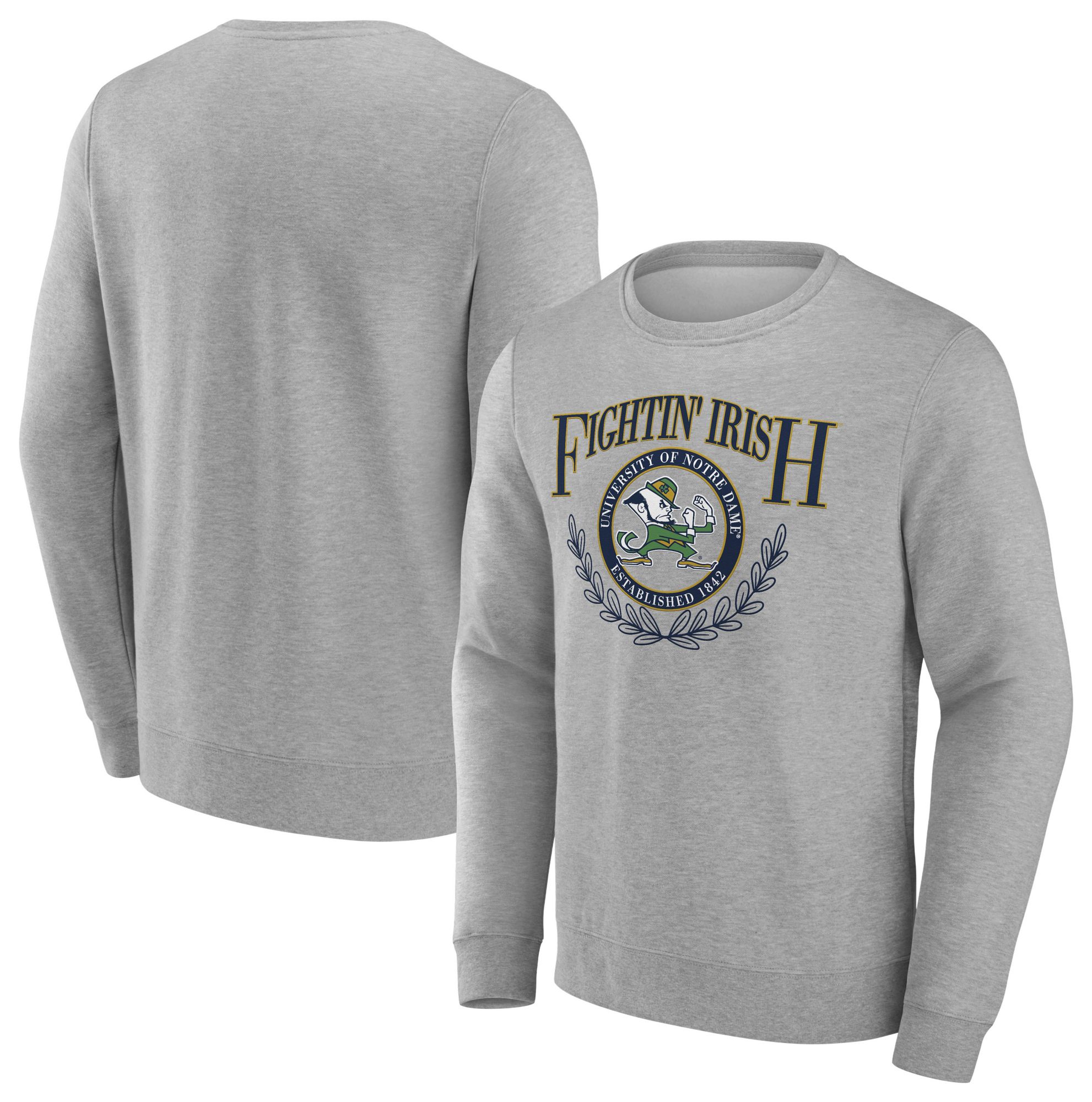 NCAA Men's Notre Dame Fighting Irish Grey Heather Laurel Classic Crew Neck Sweatshirt product image