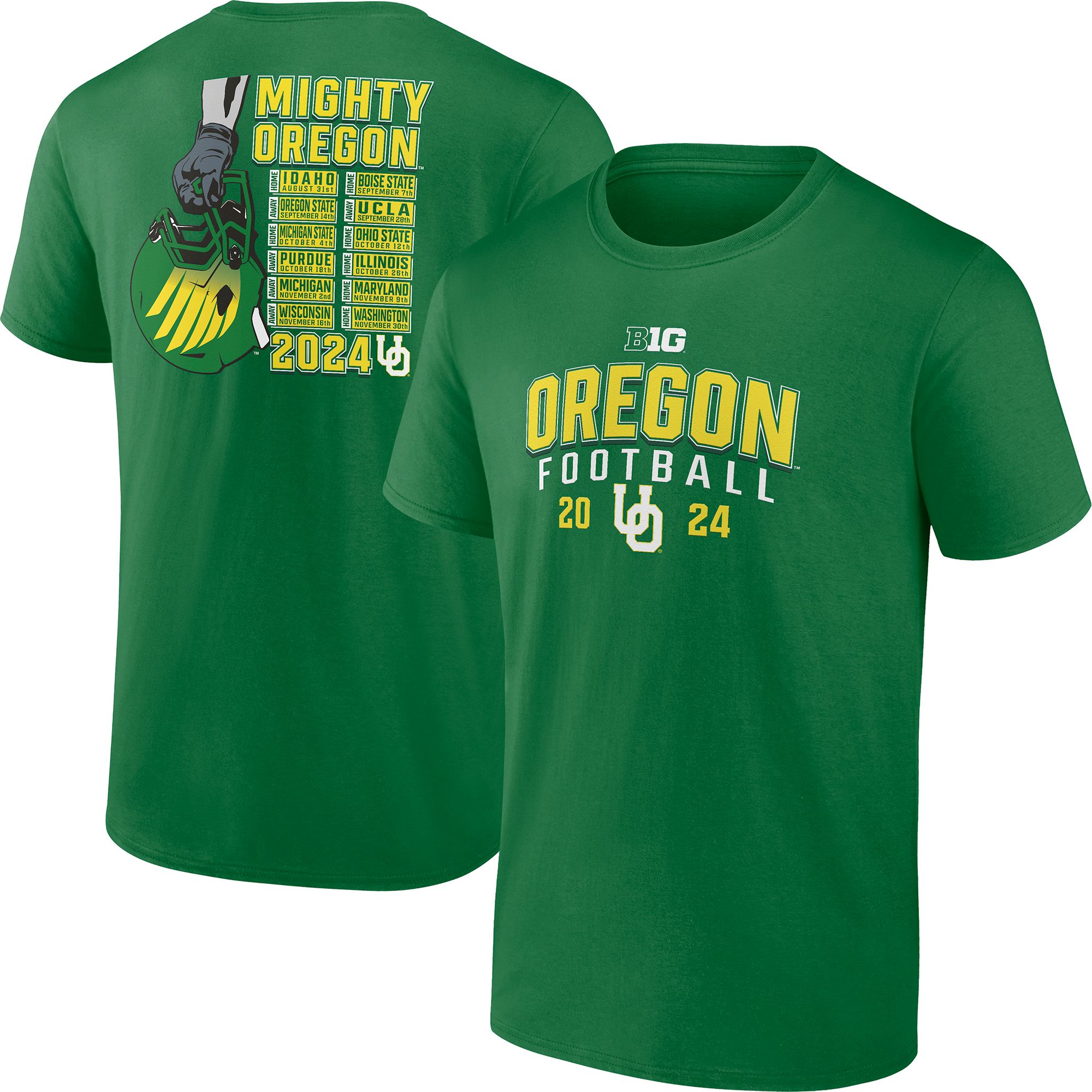 NCAA Men's Oregon Ducks Green Football Schedule T-Shirt product image