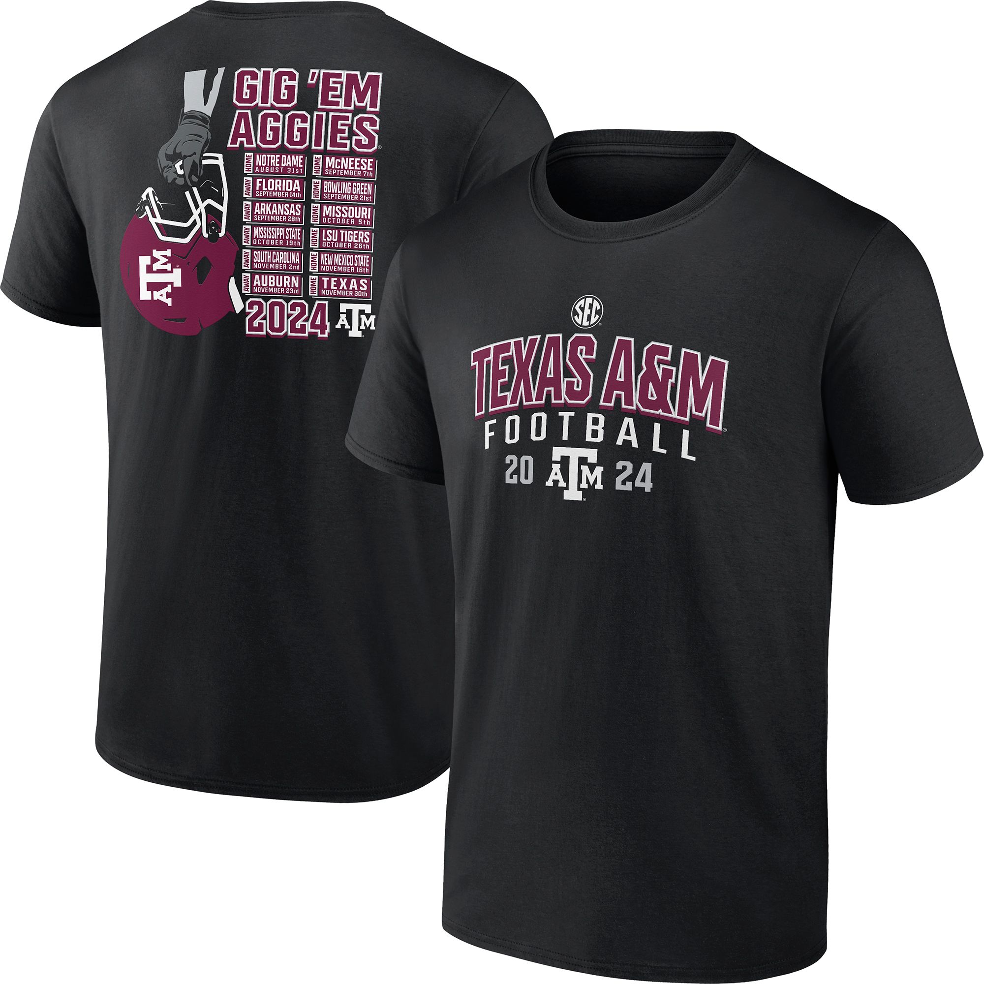 NCAA Men's Texas A&M Aggies Black Football Schedule T-Shirt product image