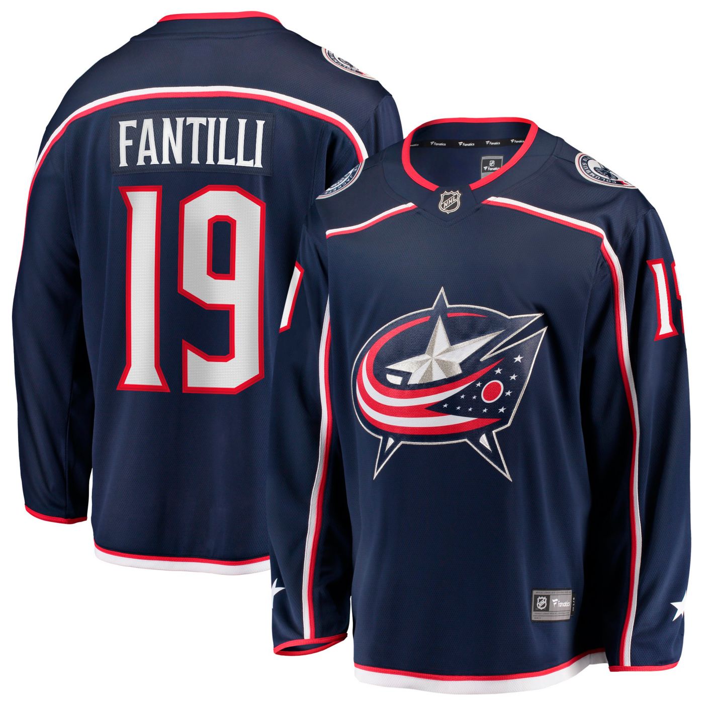 Men s NHL Fanatics Adam Fantilli Columbus Jackets Home Premier Breakaway Player Jersey Navy Blue Medium