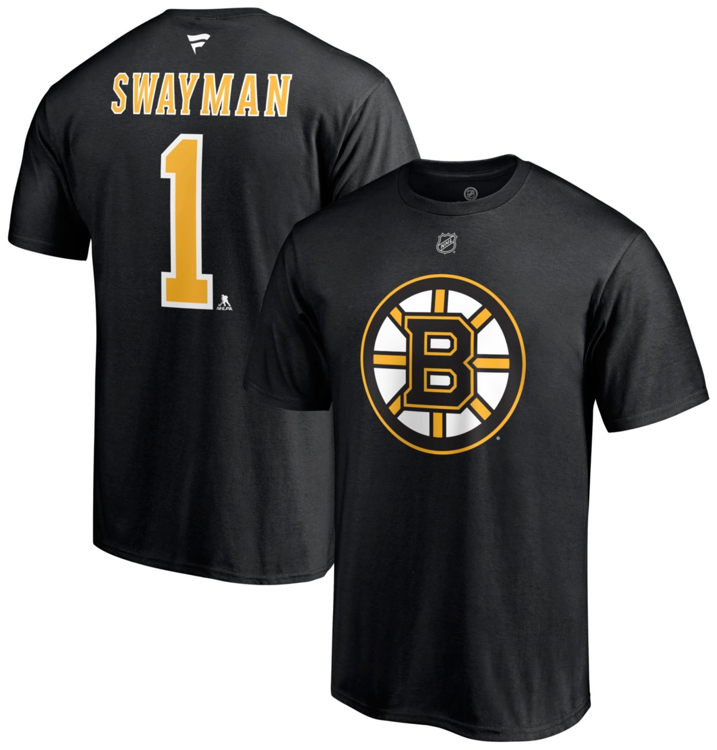 NHL Adult Boston Bruins Jeremy Swayman 1 Black T Shirt Men s Small