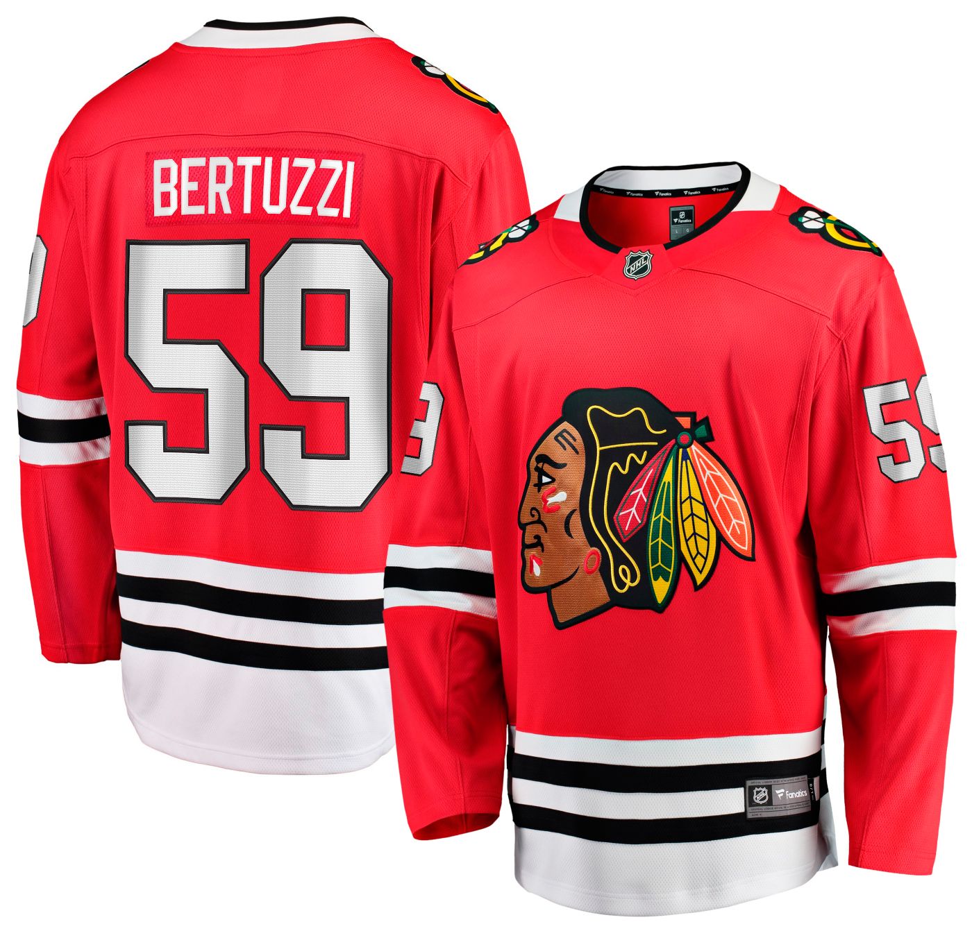 NHL Men s Chicago Blackhawks Tyler Bertuzzi 59 2024 2025 Home Replica Jersey Large Red