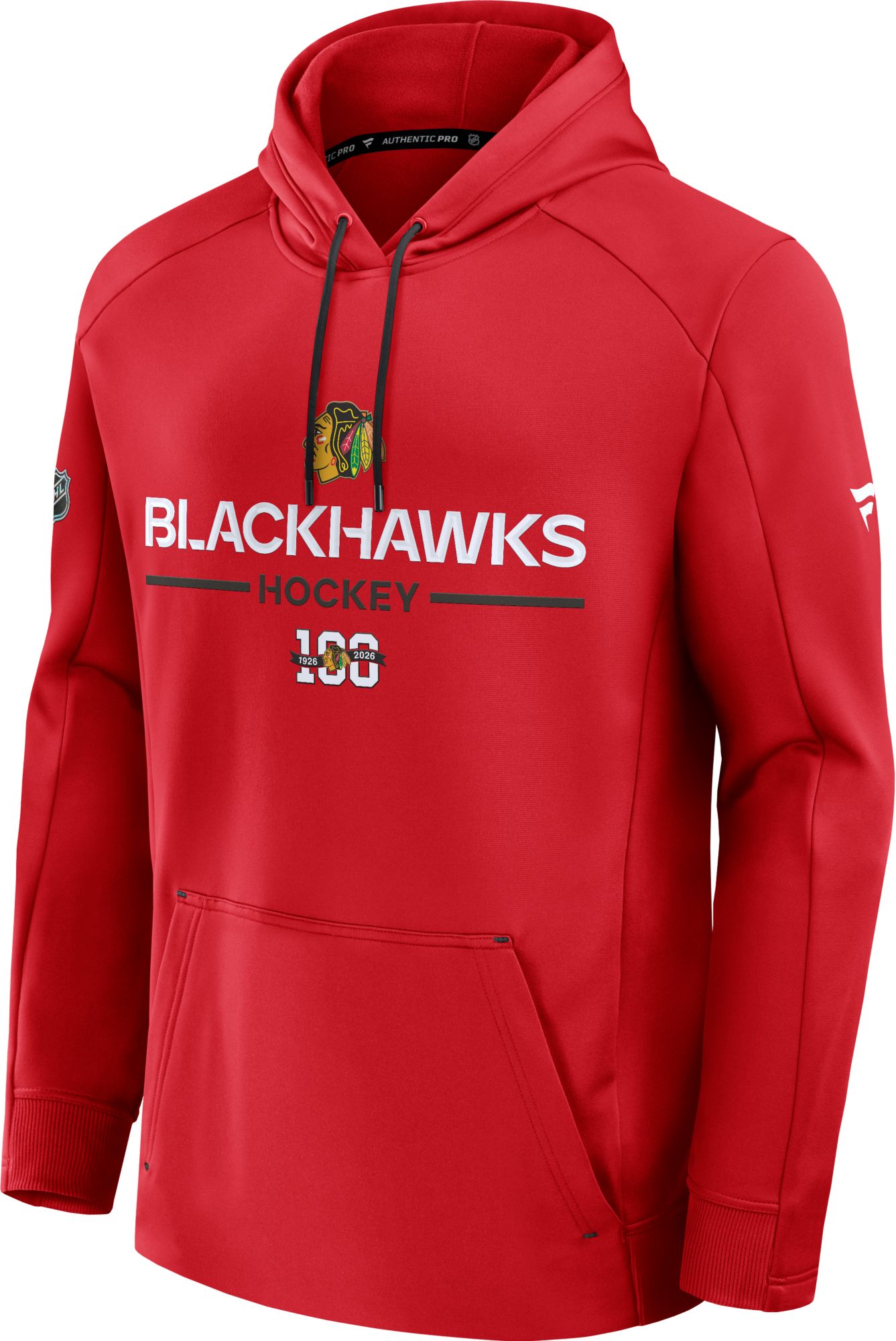 NHL Men's Chicago Blackhawks Centennial Red Rink Polyester Fleece Pullover Hoodie product image