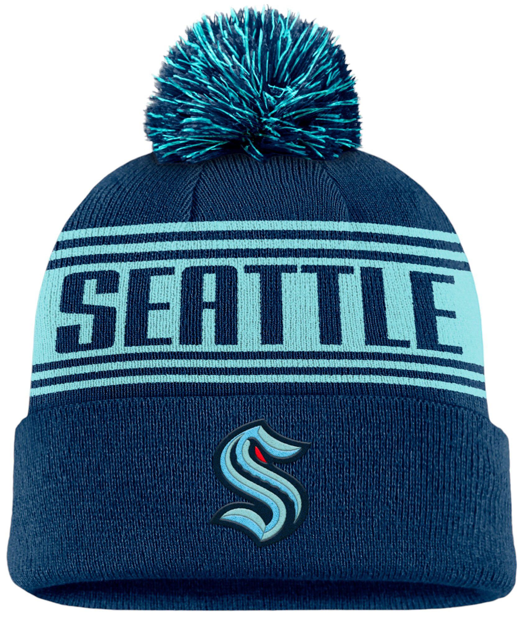 NHL Adult Seattle Kraken 2024 Enforce Navy Pom Beanie product image