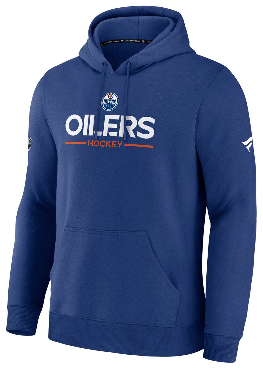 NHL Men's Edmonton Oilers Blue Authentic Pro Primary Fleece Pullover Hoodie product image
