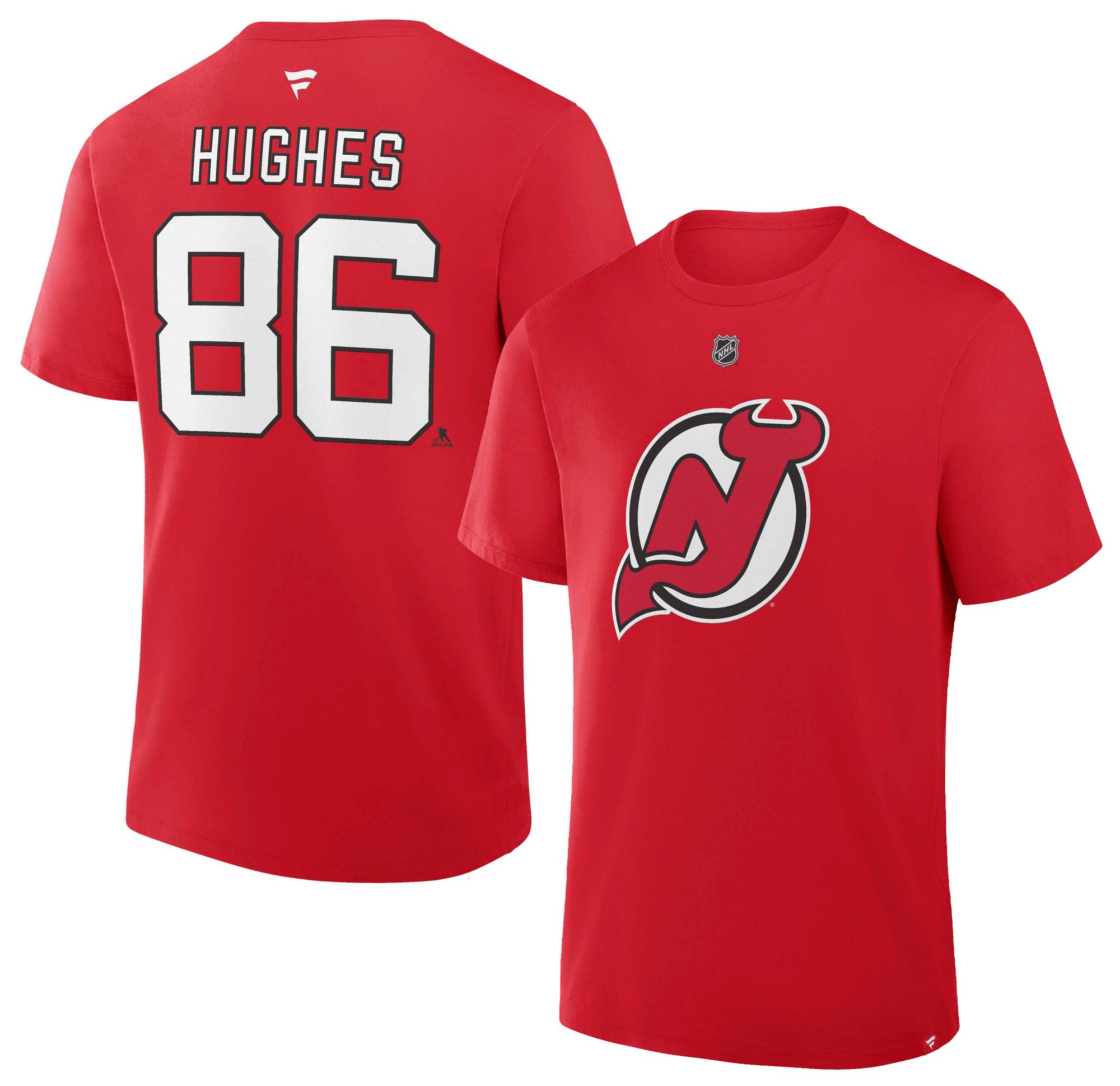 NHL Men's New Jersey Devils Jack Hughes #86 Red T-Shirt product image