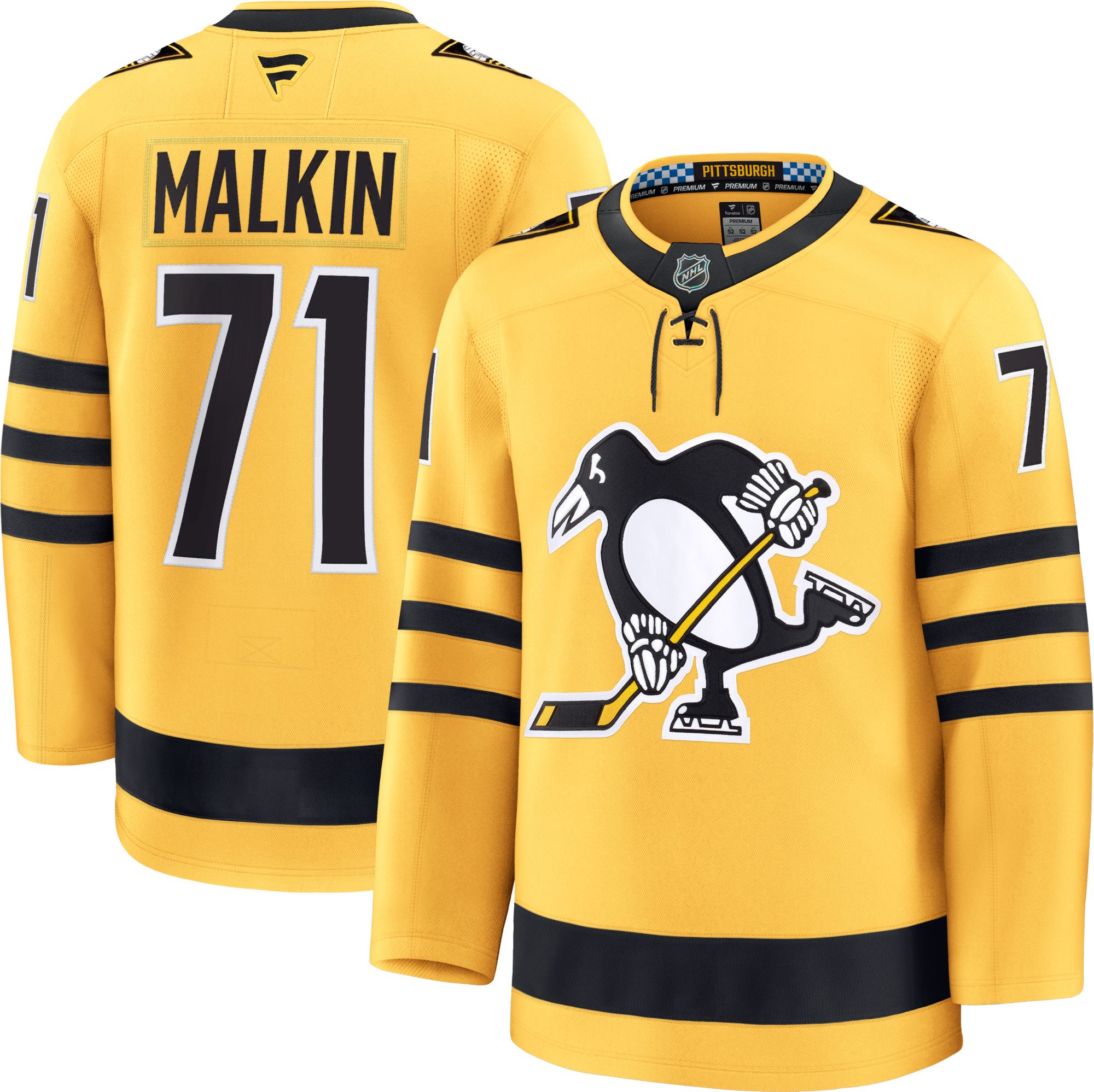 NHL Men's Pittsburgh Penguins Evgeni Malkin #71 Yellow Premium Authentic Alternate Jersey product image