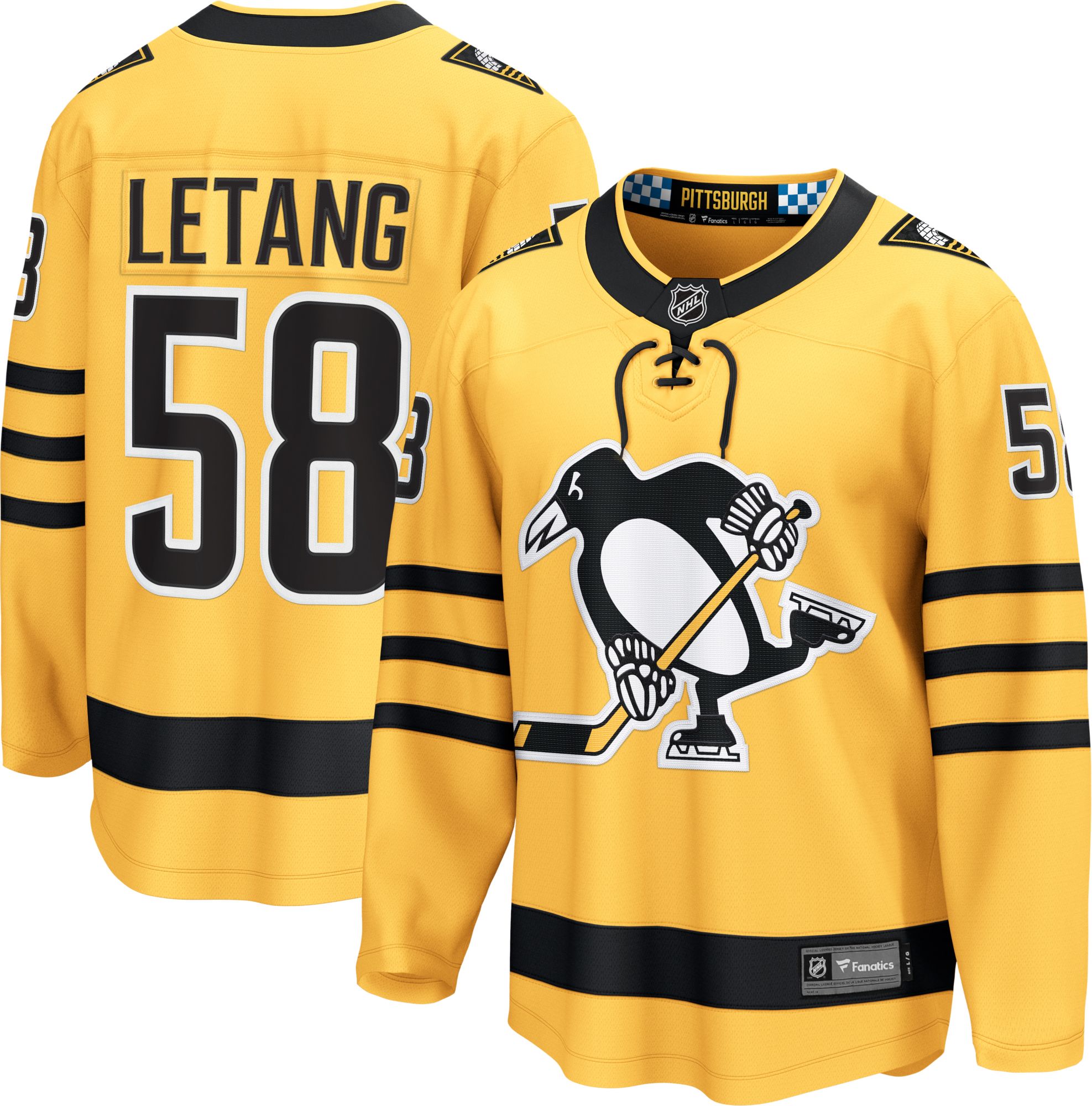 NHL Men's Pittsburgh Penguins Kris Letang #58 Gold Breakaway Replica Alternate Jersey product image