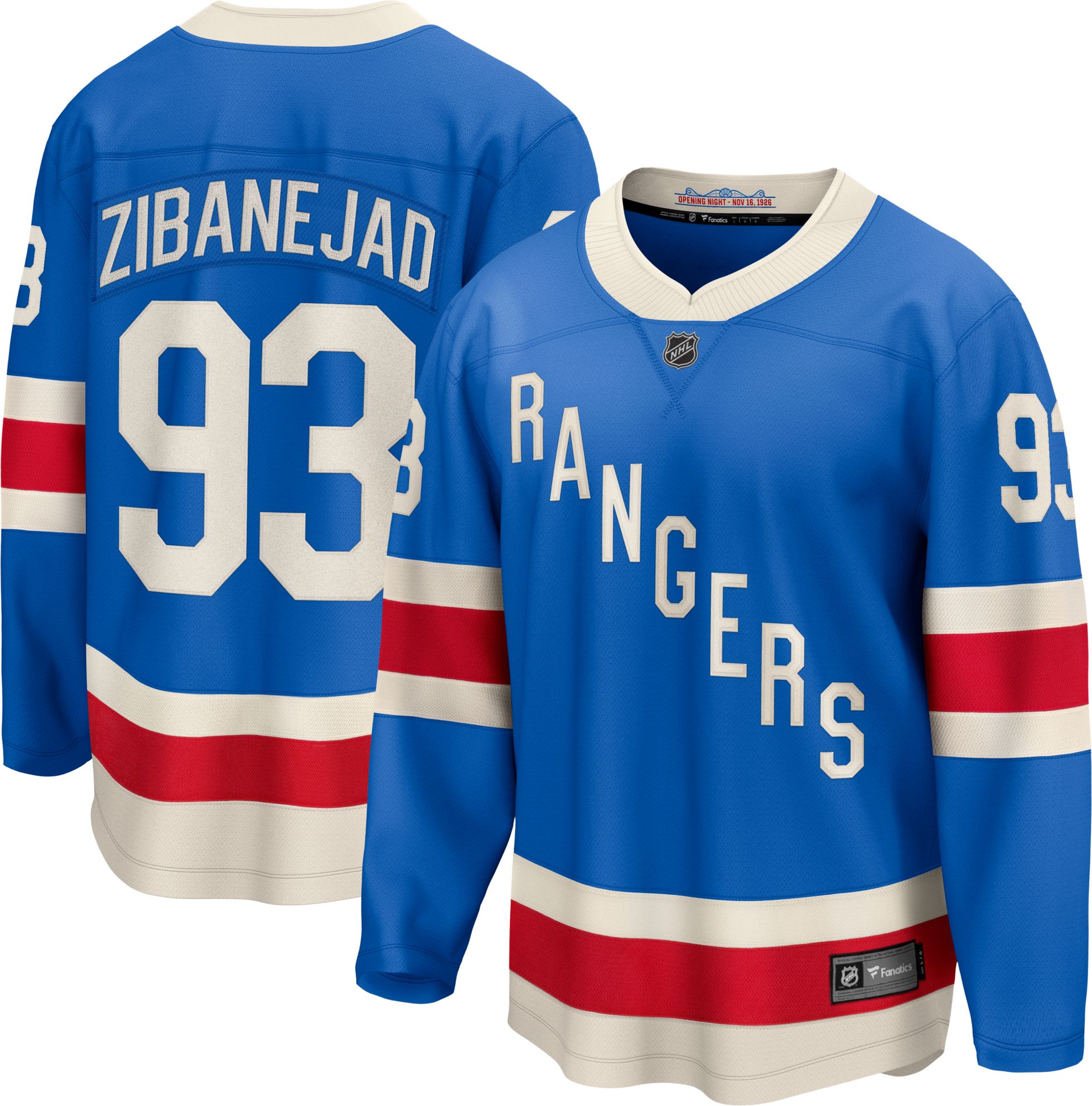 NHL Men's New York Rangers Mika Zibanejad #93 Centennial Alternate Blue Breakaway Replica Jersey product image