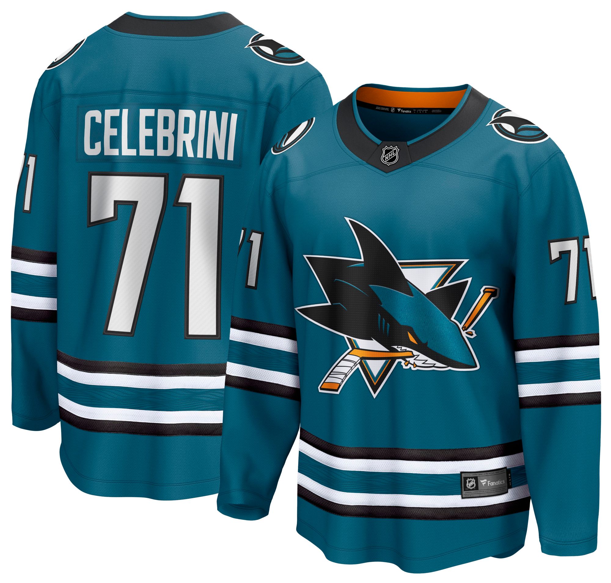 NHL Men's San Jose Sharks Macklin Celebrini #71 2024-2025 Home Replica Jersey product image