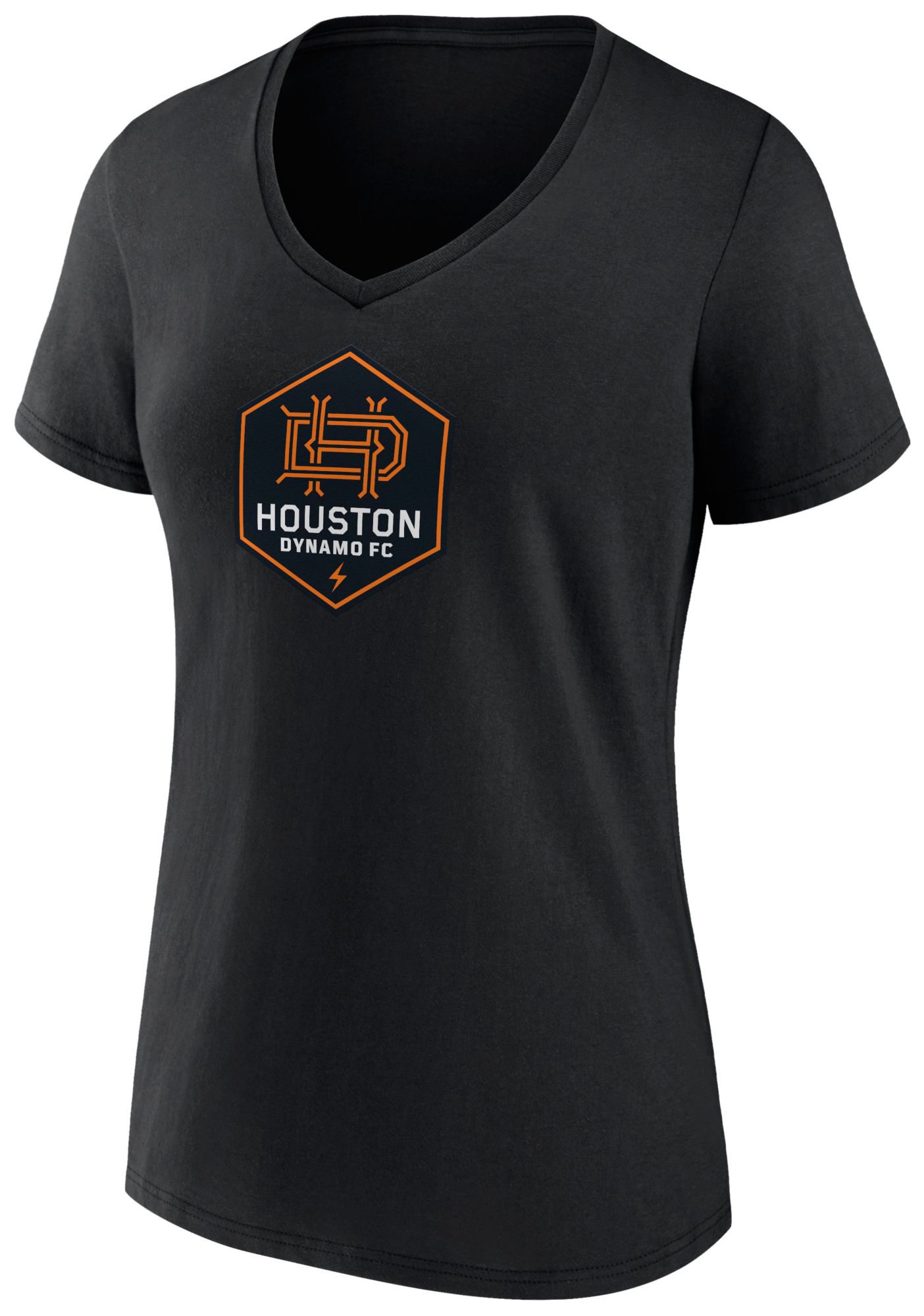 MLS Women's Houston Dynamo Team Logo Black V-Neck T-Shirt product image