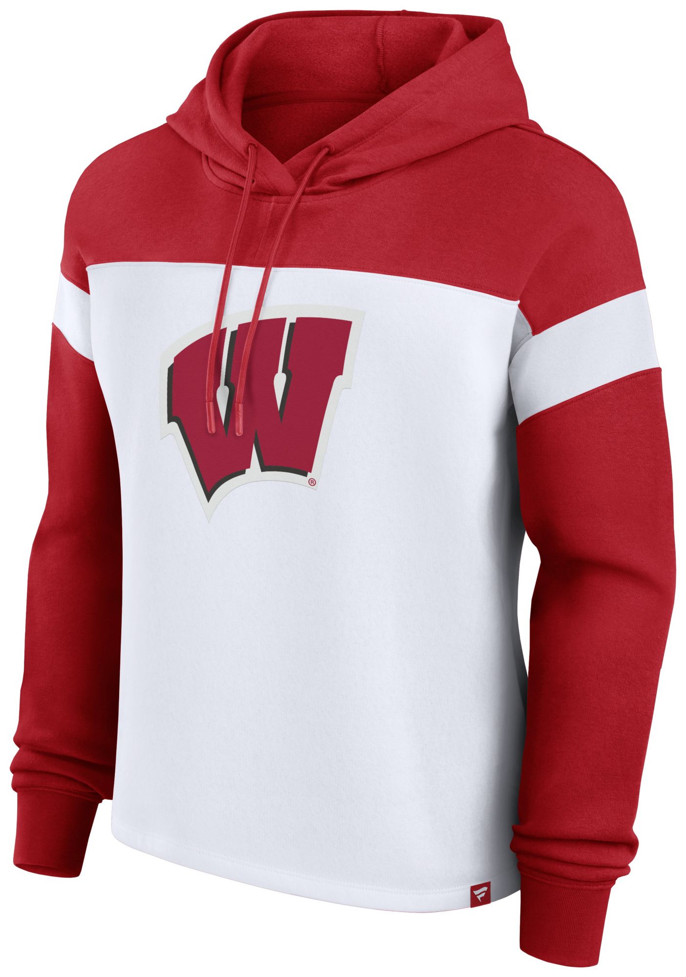 NCAA Women's Wisconsin Badgers White Print Logo Colorblock Pullover Hoodie product image