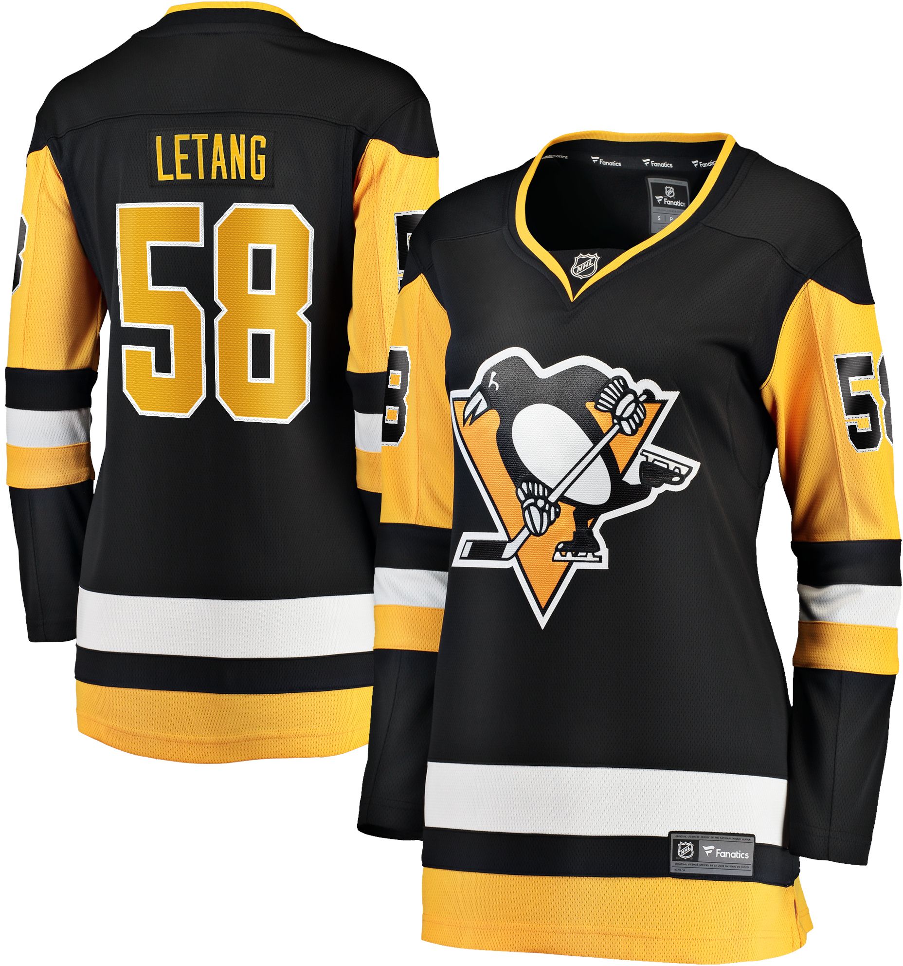 NHL Women's Pittsburgh Penguins Kris Letang #58 Black Home Replica Jersey product image