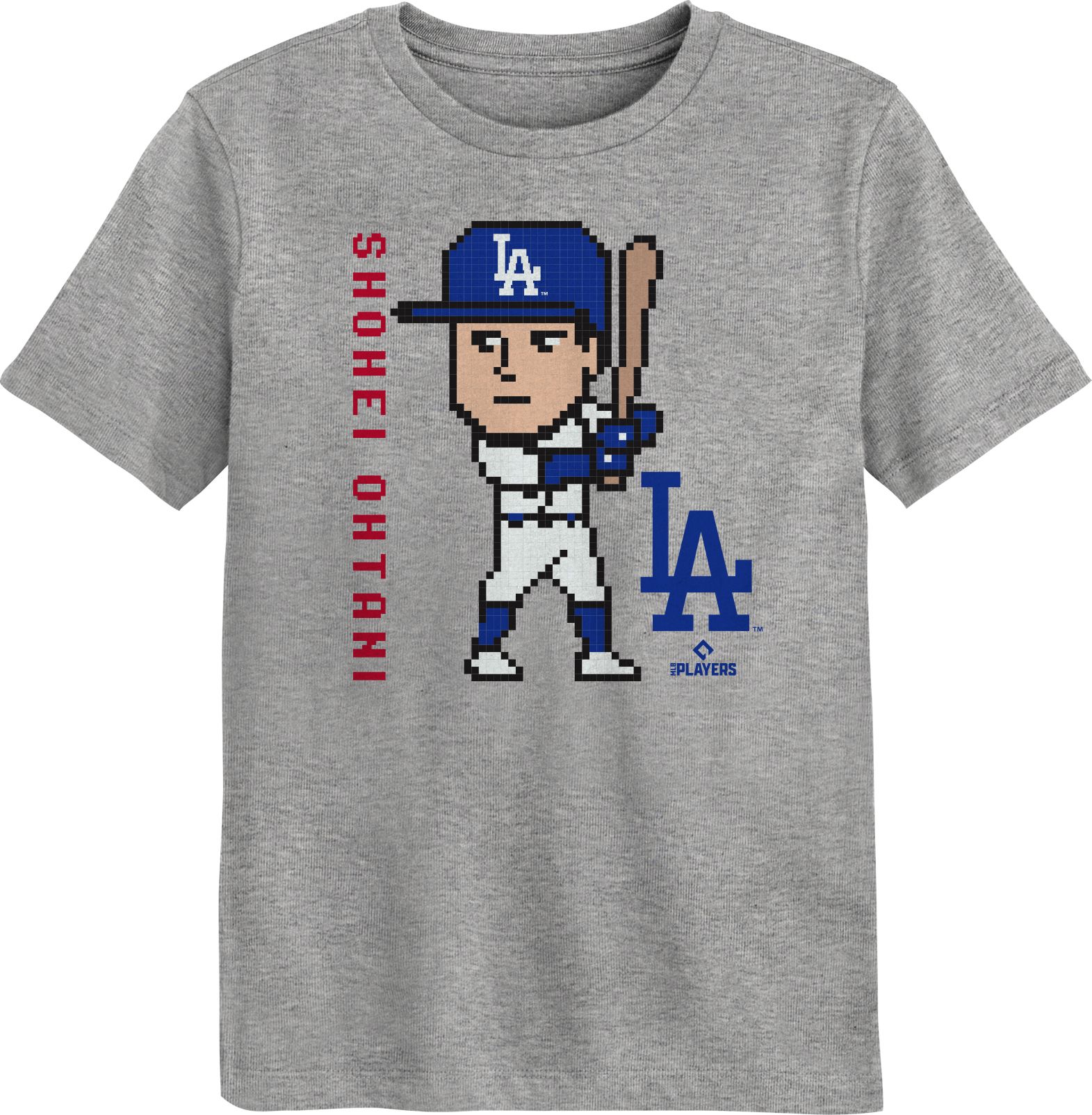 MLB Team Apparel Little Kids' Los Angeles Dodgers Shohei Ohtani Grey Pixel T-Shirt