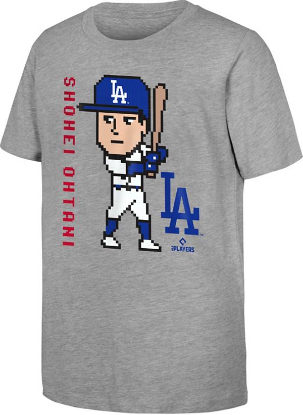 MLB Team Apparel Youth Los Angeles Dodgers Shohei Ohtani Grey Pixel T-Shirt
