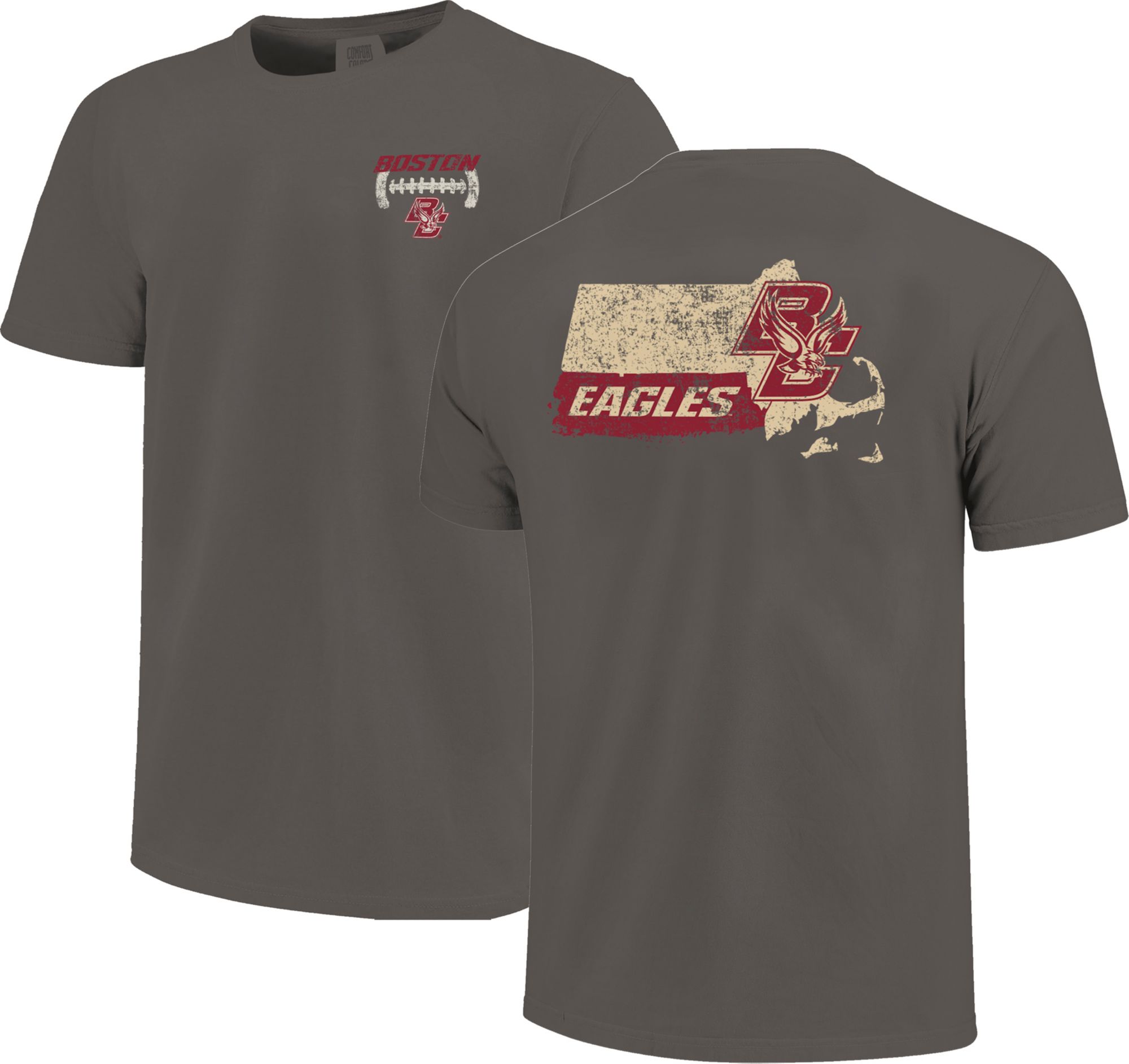 Image One Men's Boston College Eagles Grey Football Stripes T-Shirt product image