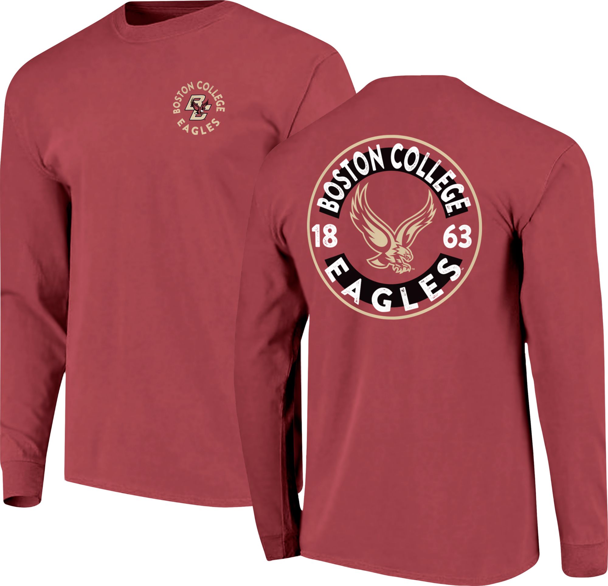 Image One Men's Boston College Eagles Maroon Mascot Circle Long-Sleeve T-Shirt product image