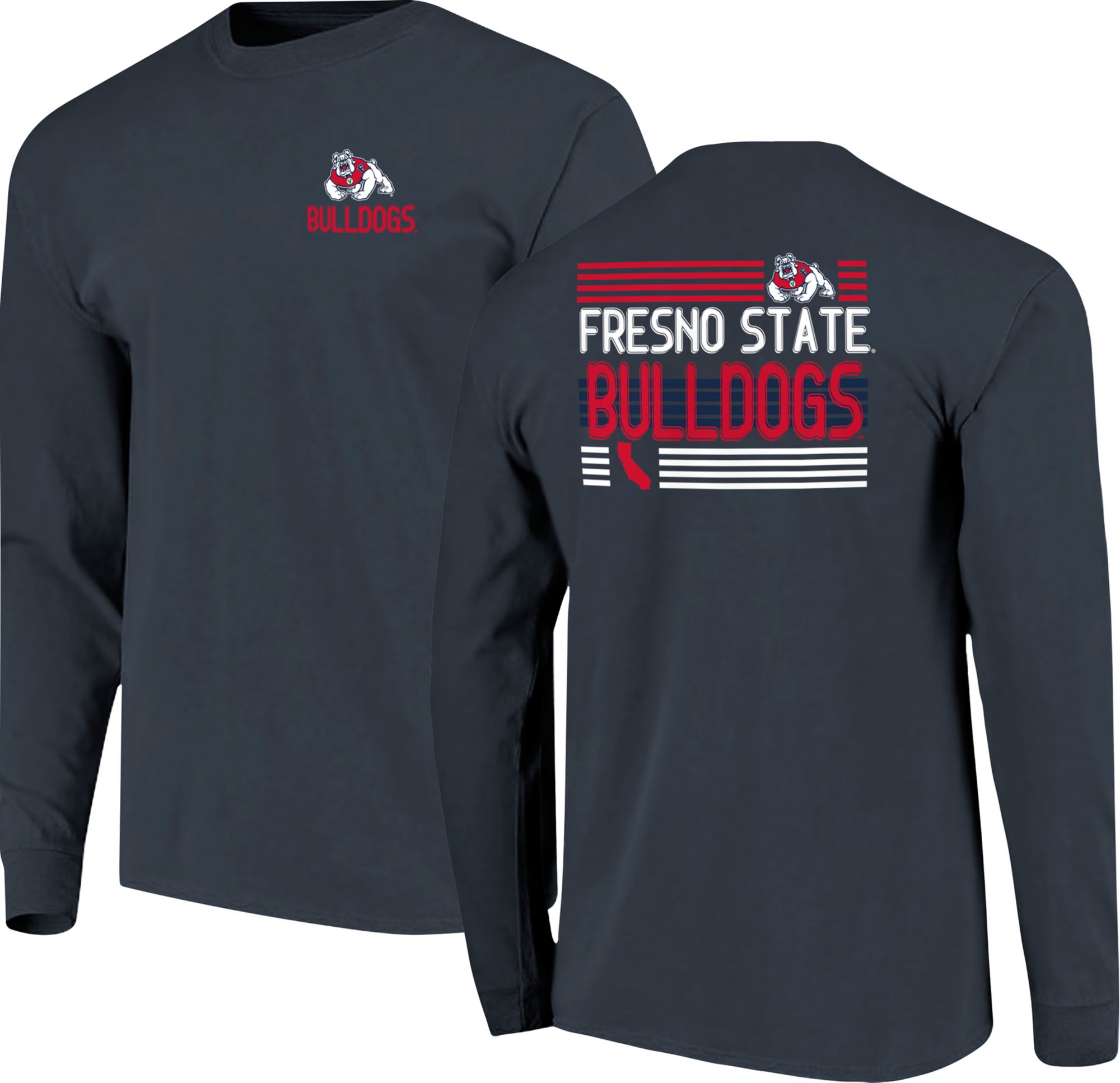 Image One Men's Fresno State Bulldogs Blue Denim Stripes Long Sleeve T-Shirt product image