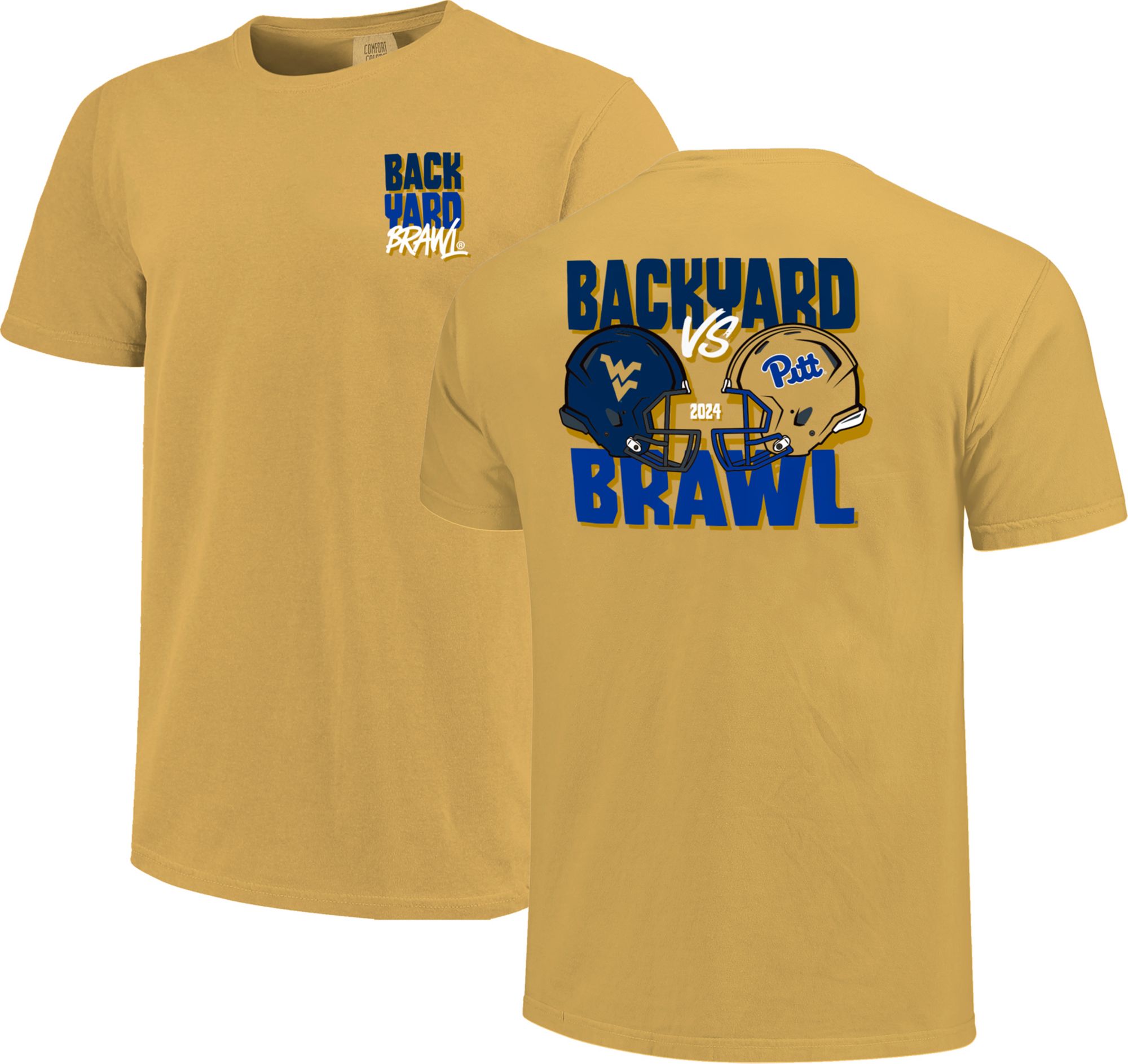 Image One Men's Backyard Brawl 2024 Gold Helmet Matchup Star T-Shirt product image