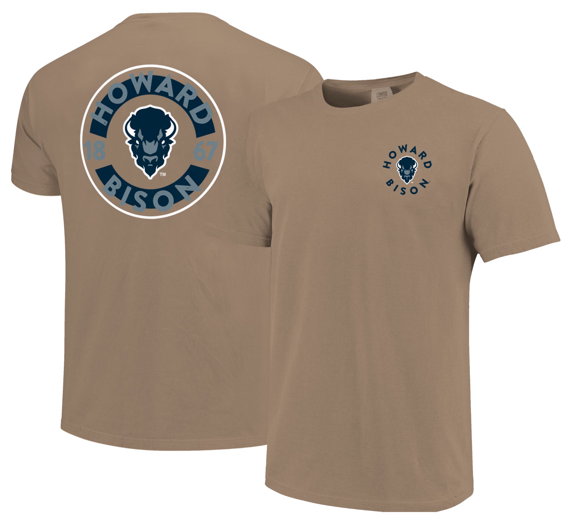 Image One Men's Howard Bison Khaki Mascot Circle T-Shirt product image