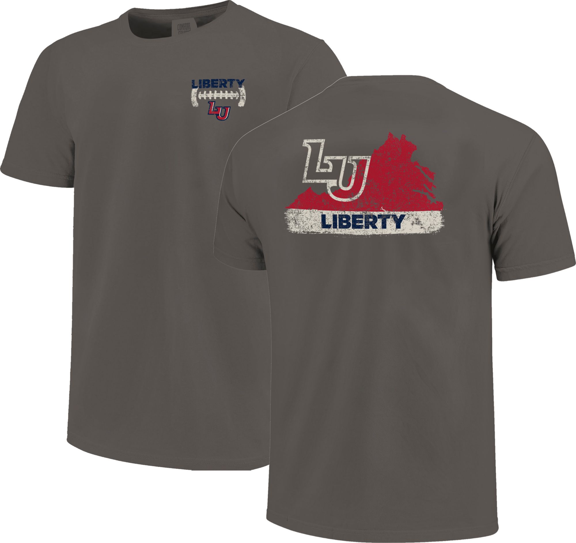 Image One Men's Liberty Flames Grey Football Stripes T-Shirt product image