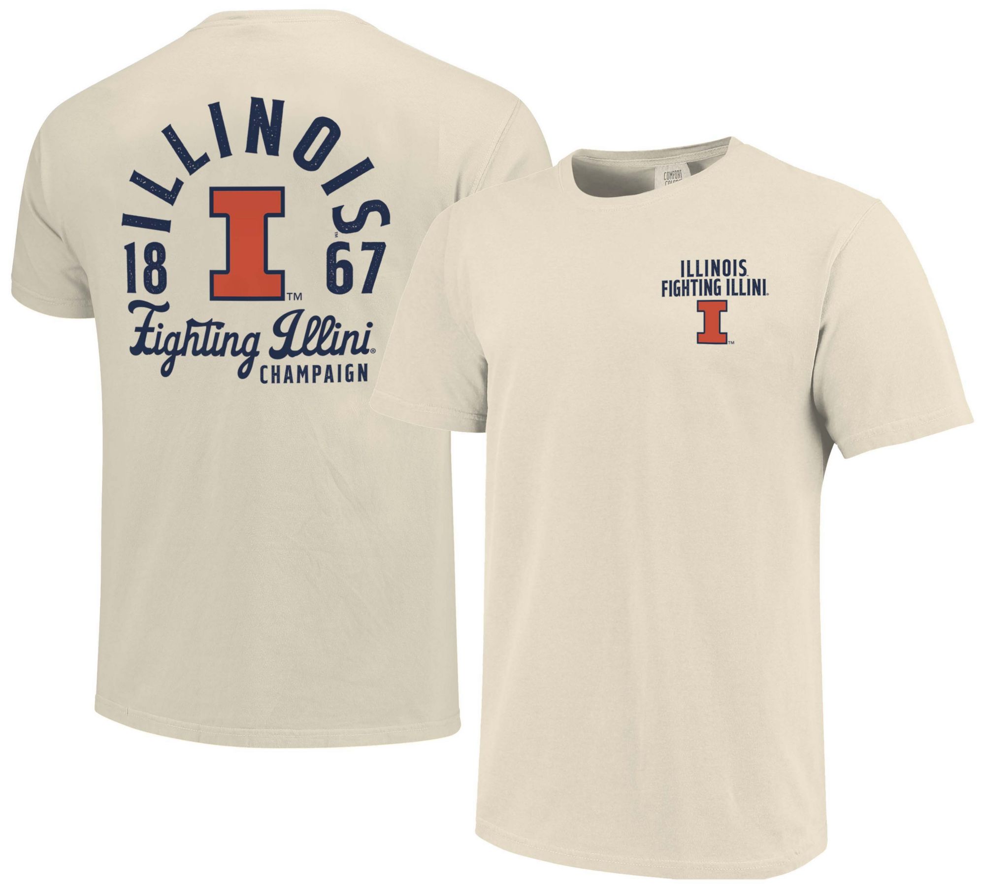 Image One Men's Illinois Fighting Illini Ivory Mascot Overlay T-Shirt product image
