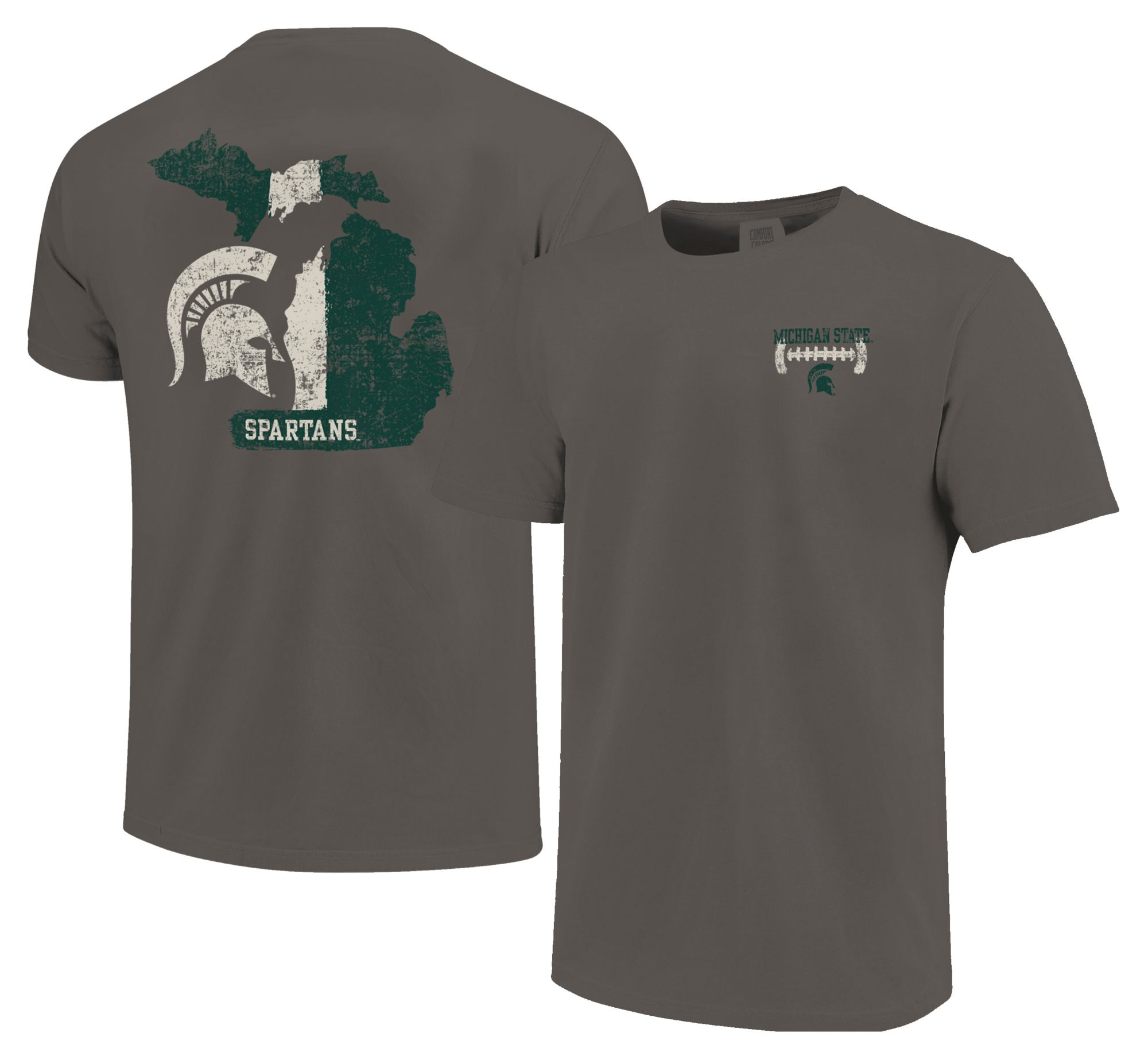 Image One Men's Michigan State Spartans Grey Football Stripes T-Shirt product image
