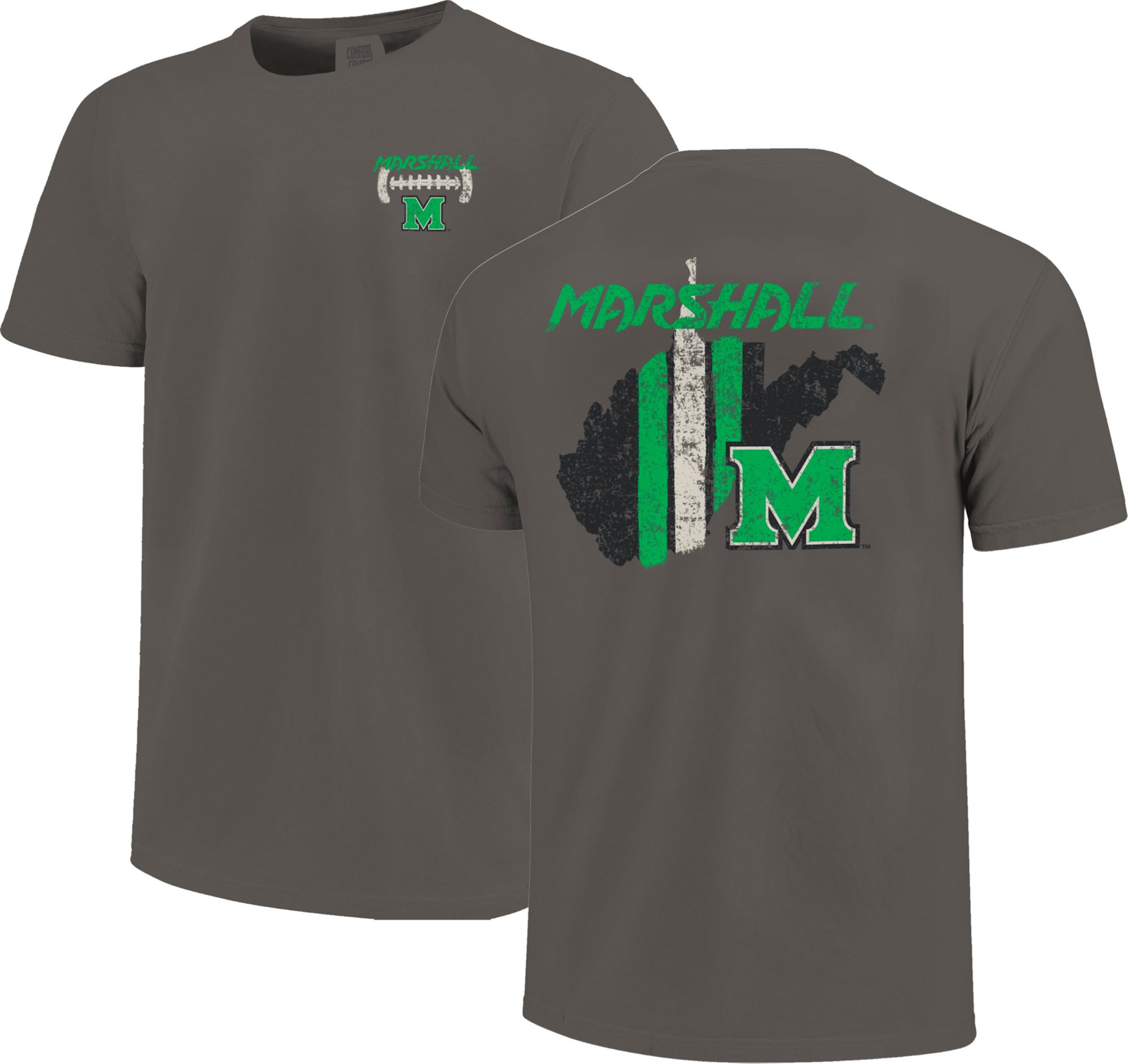 Image One Men's Marshall Thundering Herd Grey Football Stripes T-Shirt product image