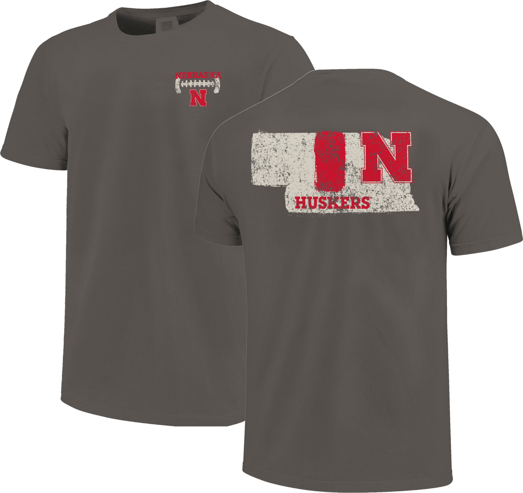 Image One Men's Nebraska Cornhuskers Grey Football Stripes T-Shirt product image