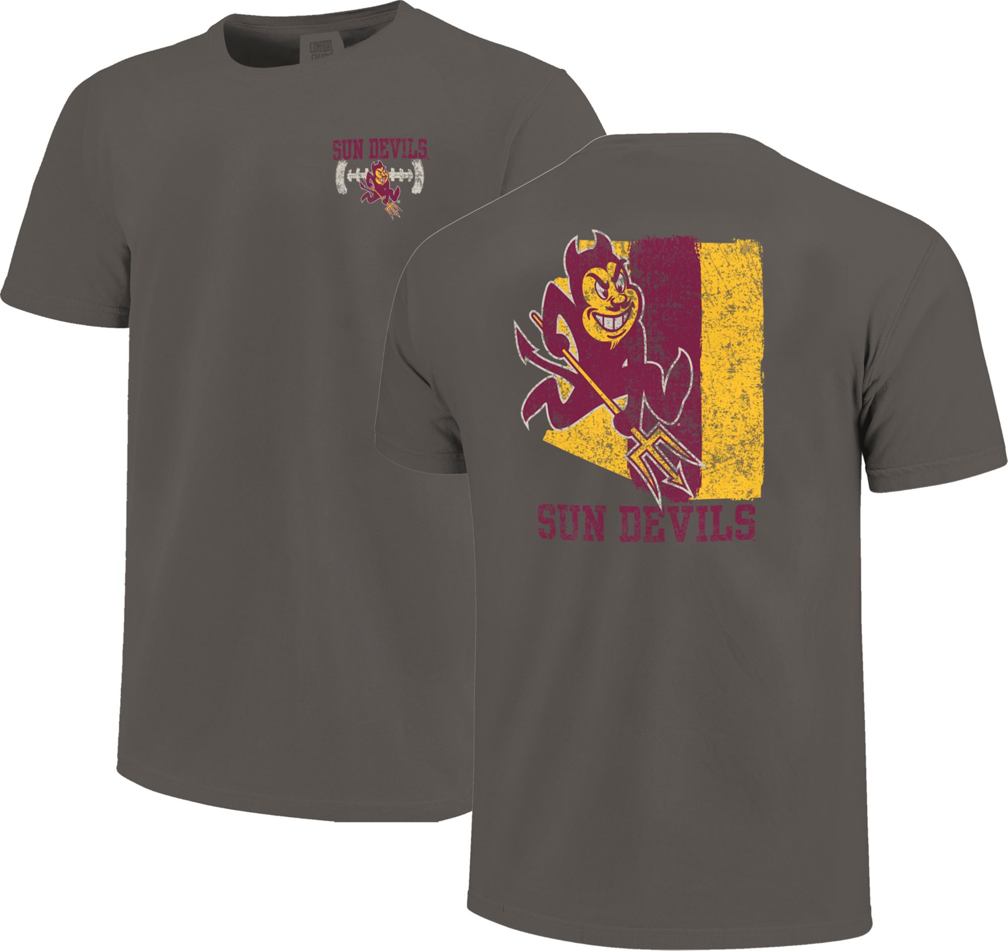 Image One Men's Arizona State Sun Devils Grey Football Stripes T-Shirt product image
