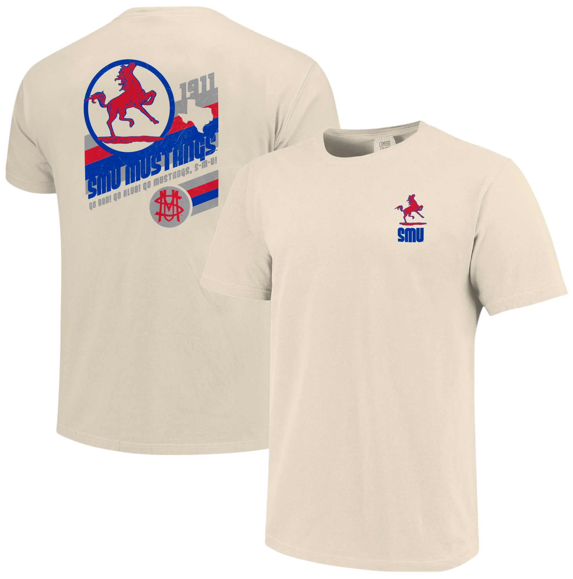 Image One Men's Southern Methodist Mustangs Ivory Vintage T-Shirt product image
