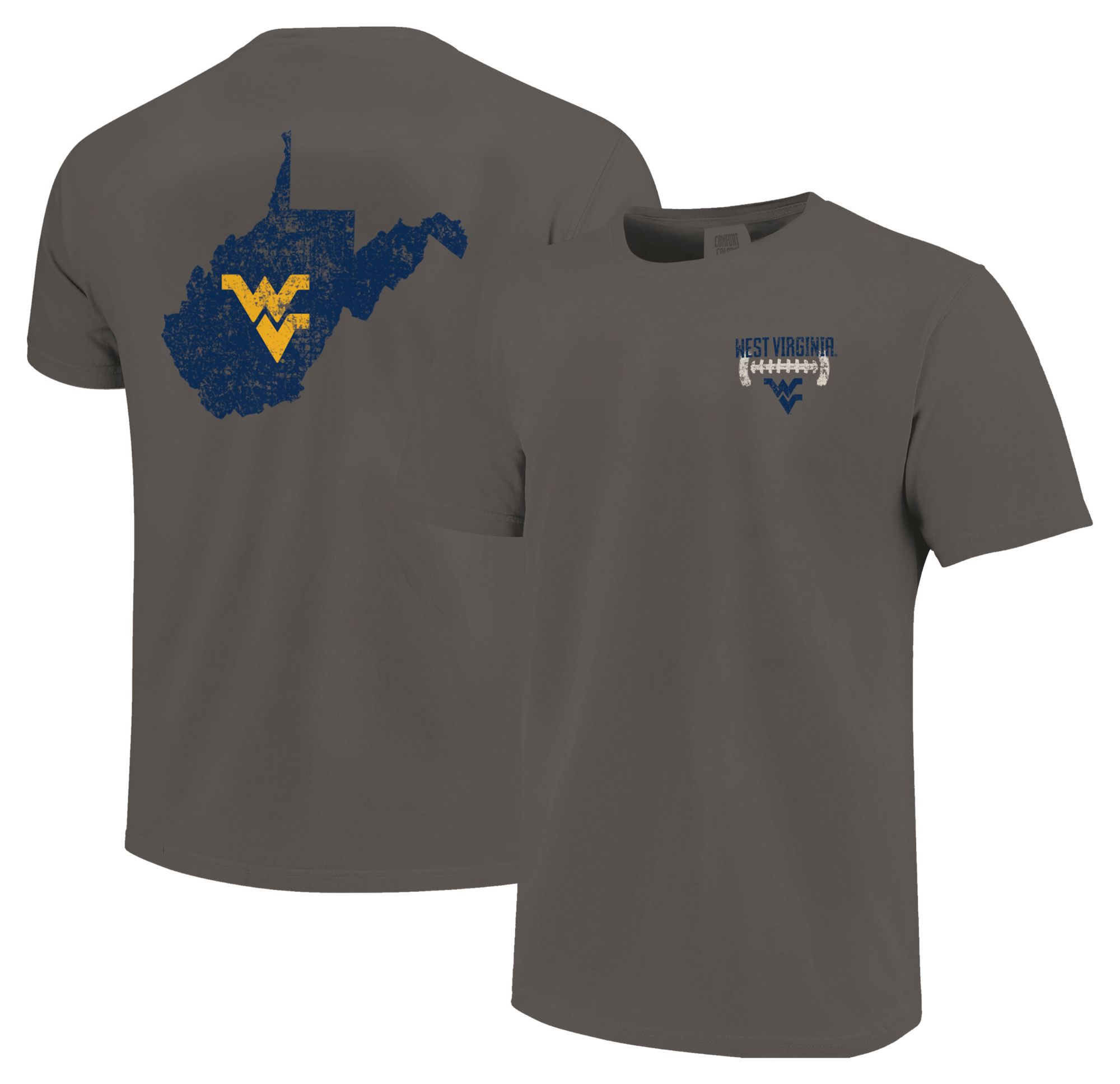 Image One Men's West Virginia Mountaineers Grey Football Stripes T-Shirt product image