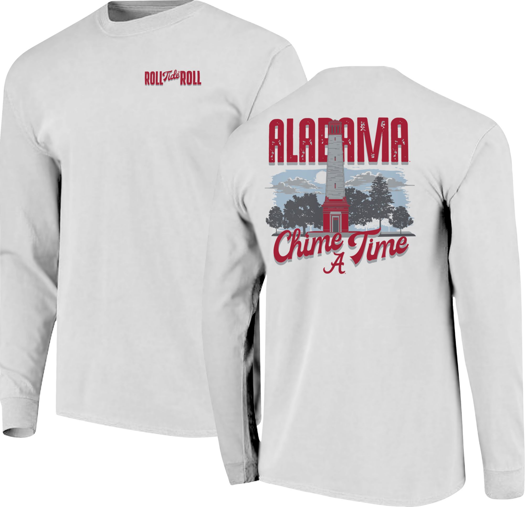 Image One Men's Alabama Crimson Tide White Skyline Long Sleeve T-Shirt product image