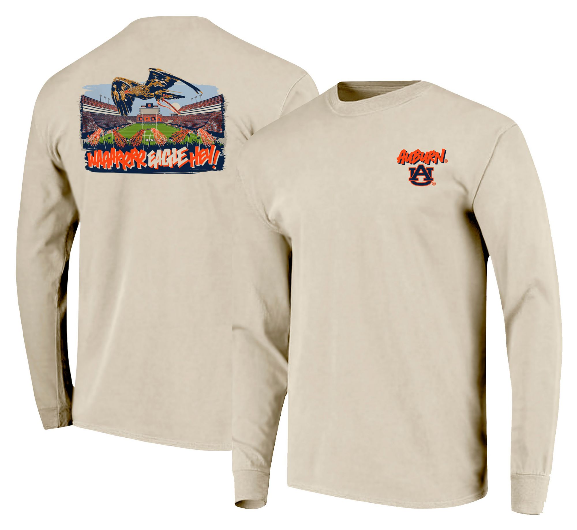 Image One Men's Auburn Tigers Ivory Game Open Long Sleeve T-Shirt product image