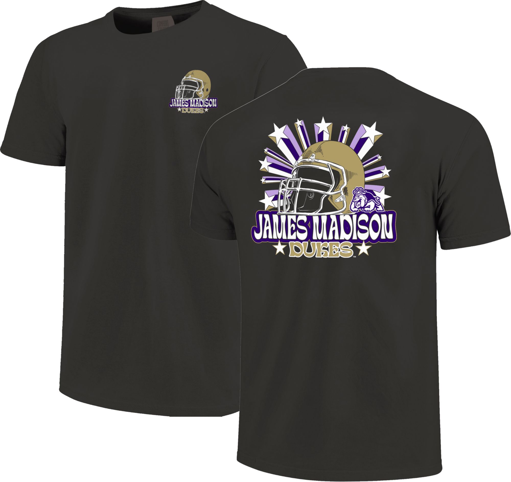 Image One Men's James Madison Dukes Grey Helmet Star T-Shirt product image
