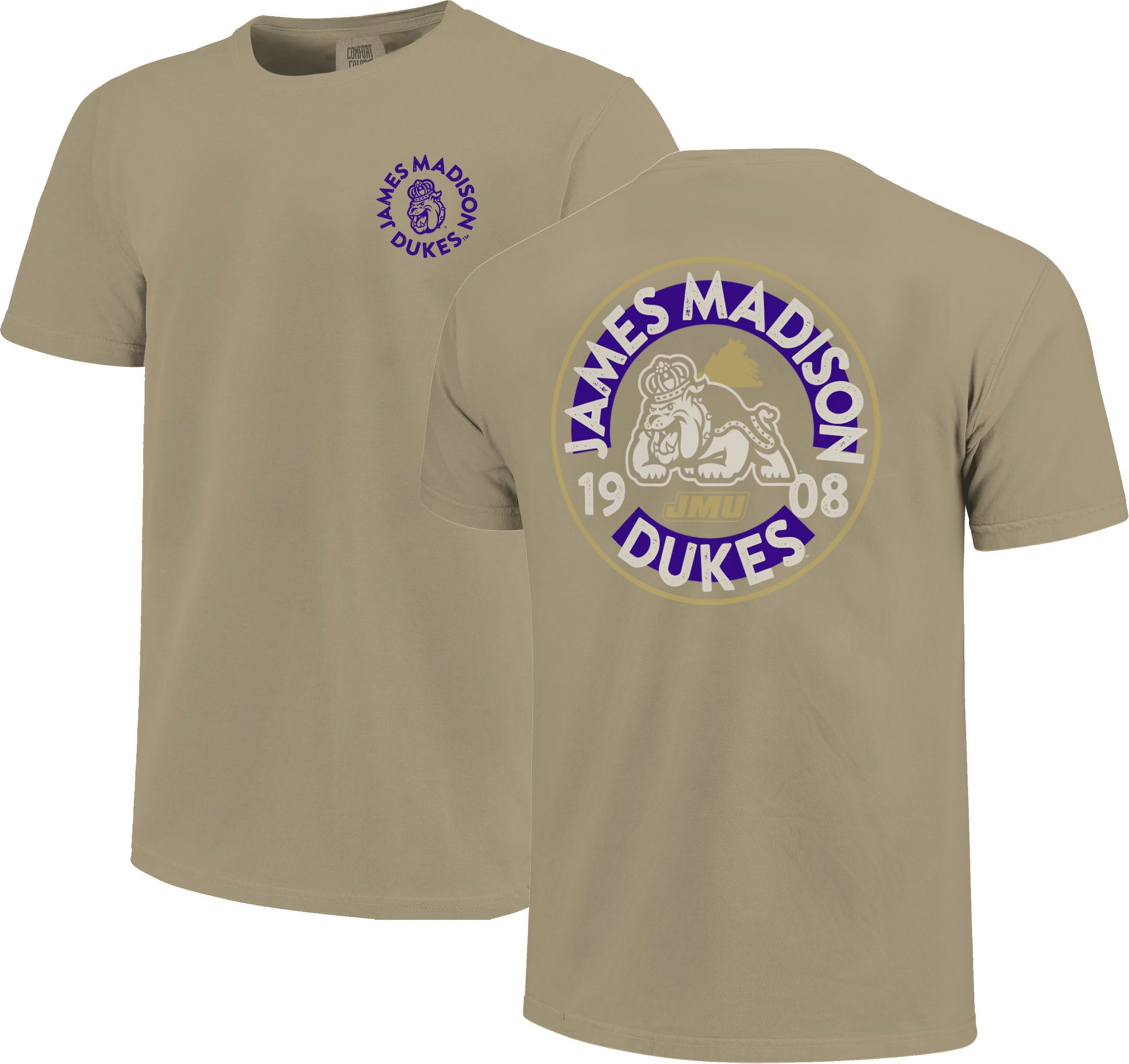 Image One Men's James Madison Dukes Khaki Mascot Circle T-Shirt product image