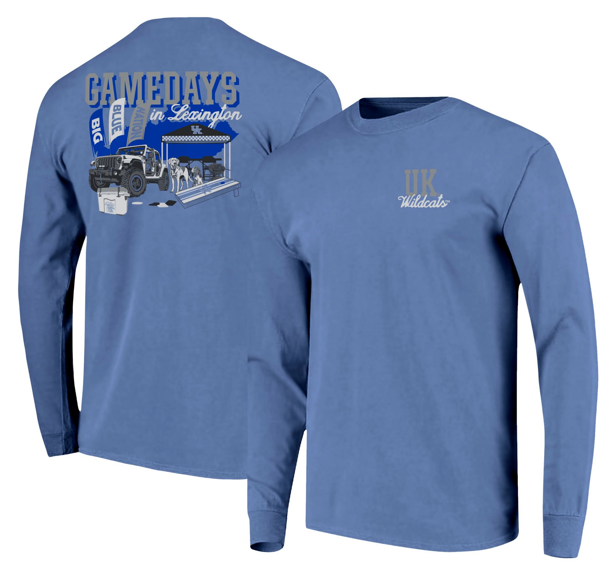 Image One Men's Kentucky Wildcats Blue Tailgate Flag Dog Long Sleeve T-Shirt product image