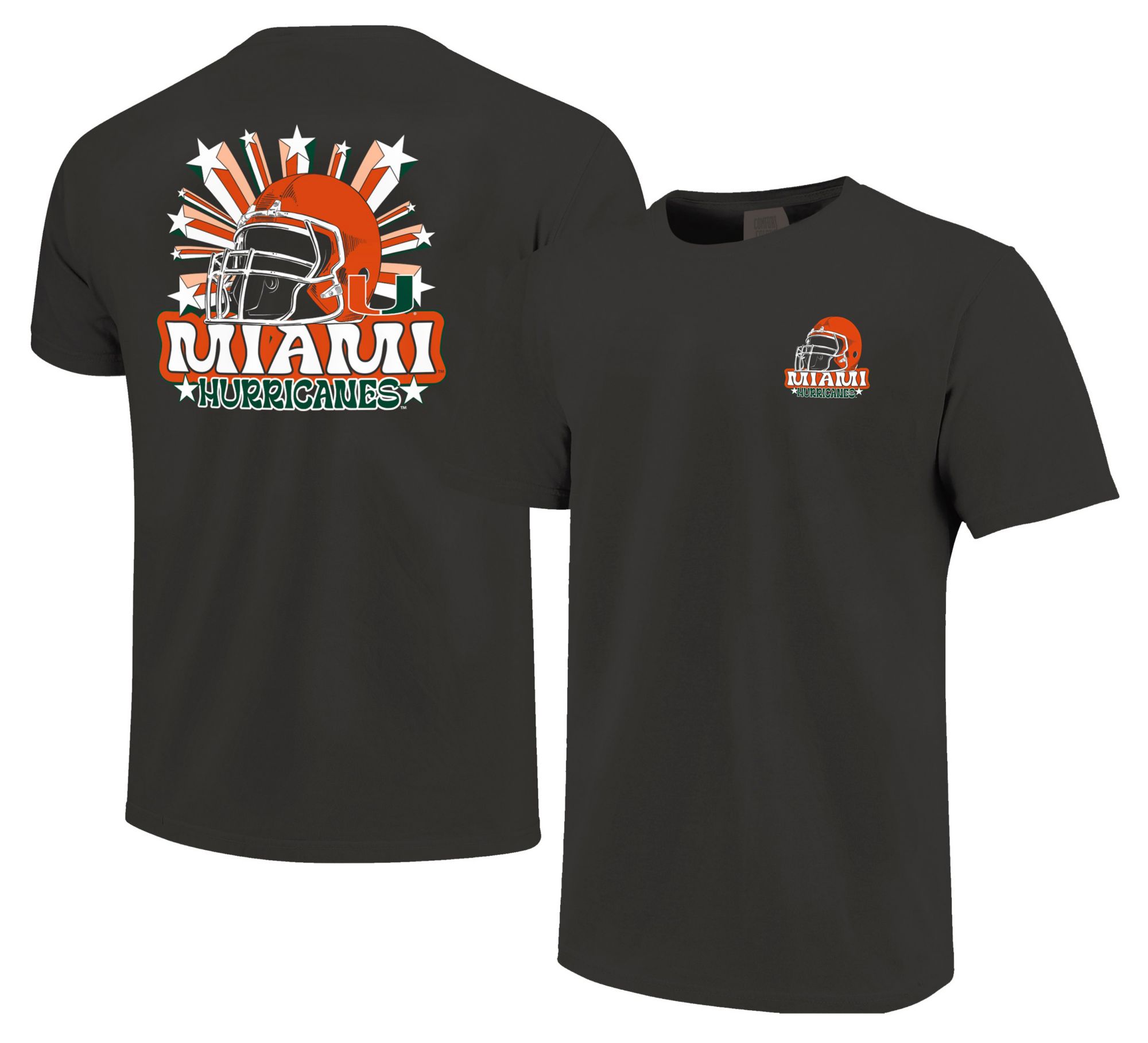 Image One Men's Miami Hurricanes Grey Helmet Star T-Shirt product image