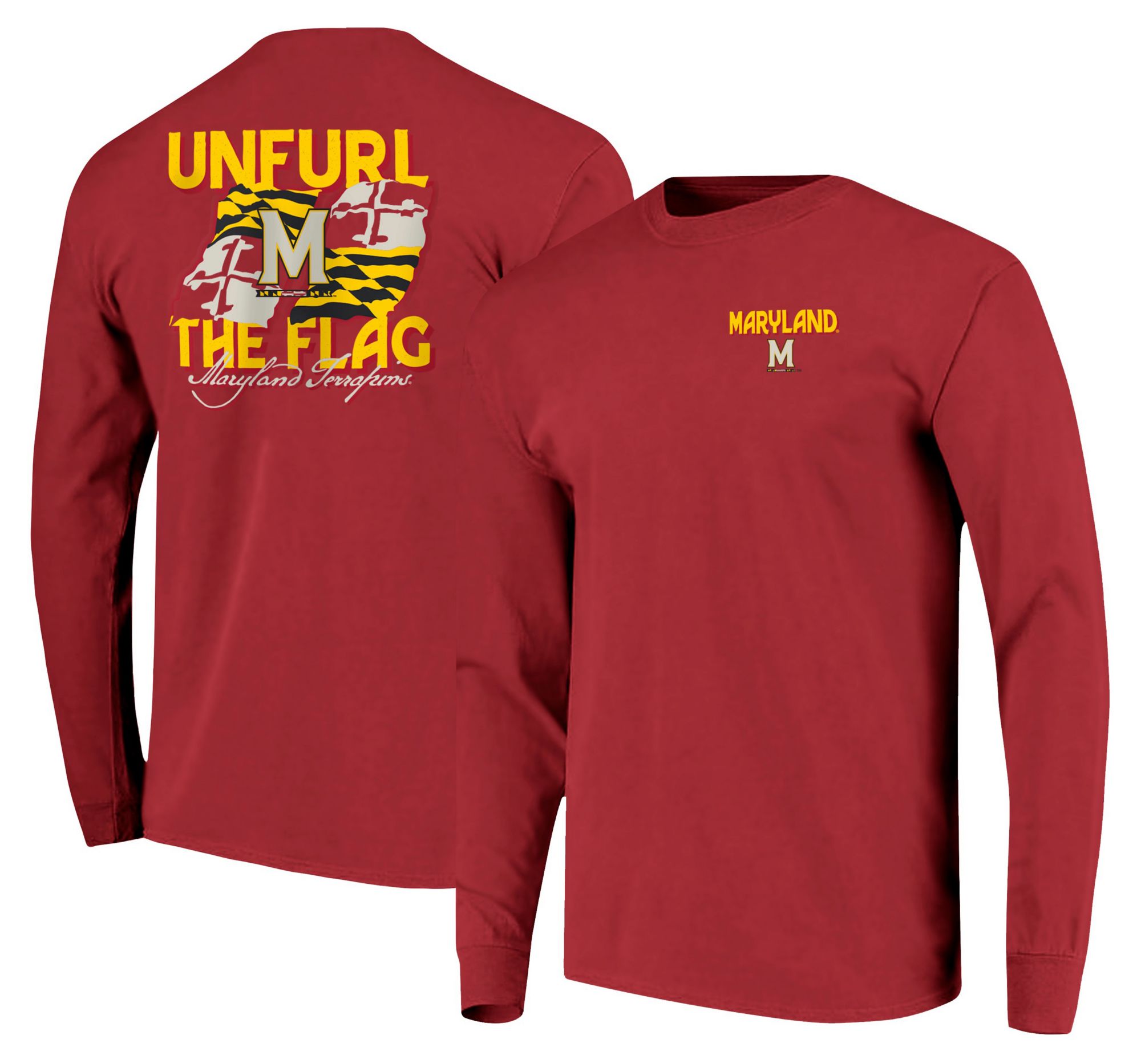 Image One Men's Maryland Terrapins Red Flag Phrase Long Sleeve T-Shirt product image