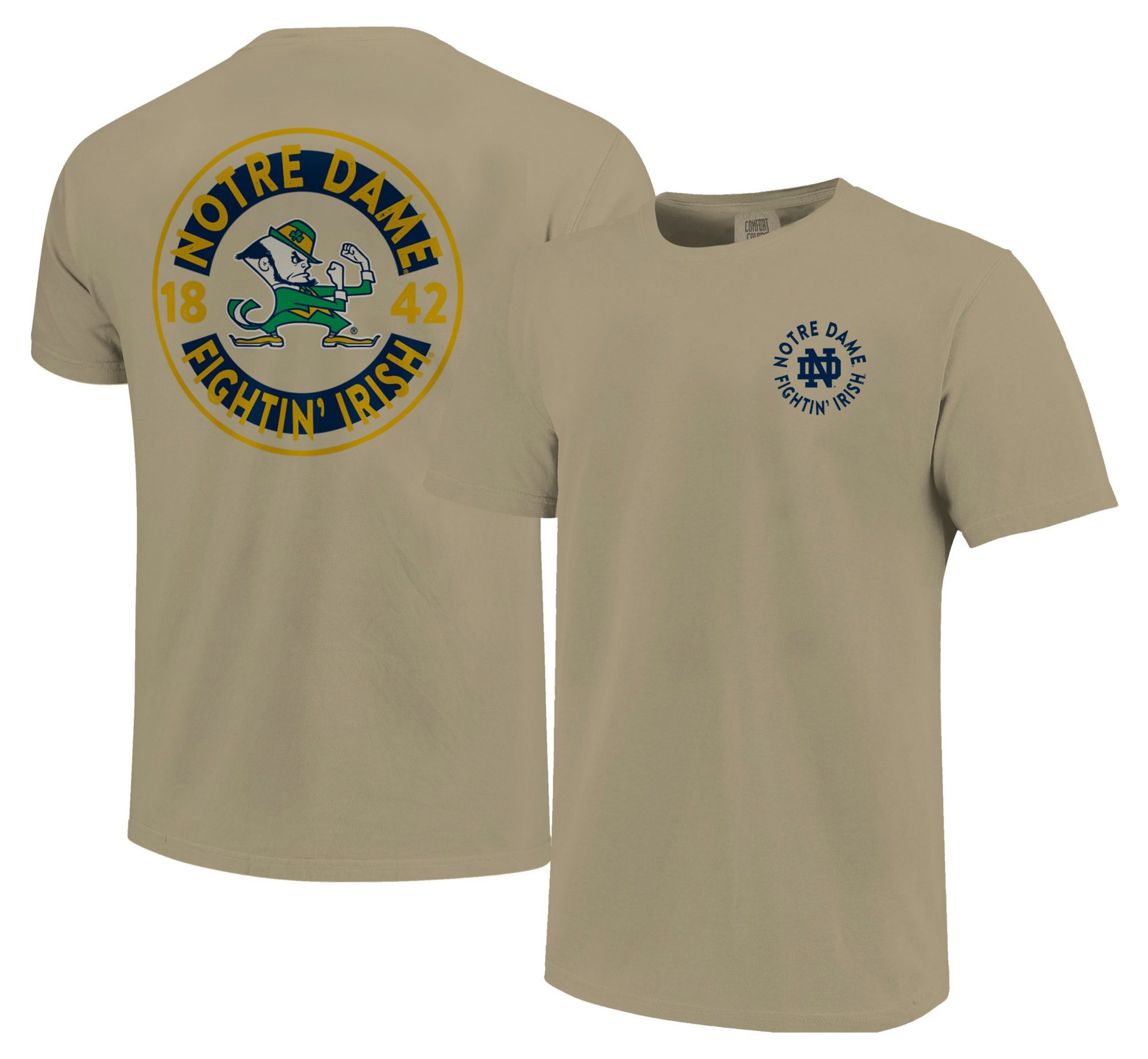 Image One Men's Notre Dame Fighting Irish Khaki Mascot Circle T-Shirt product image