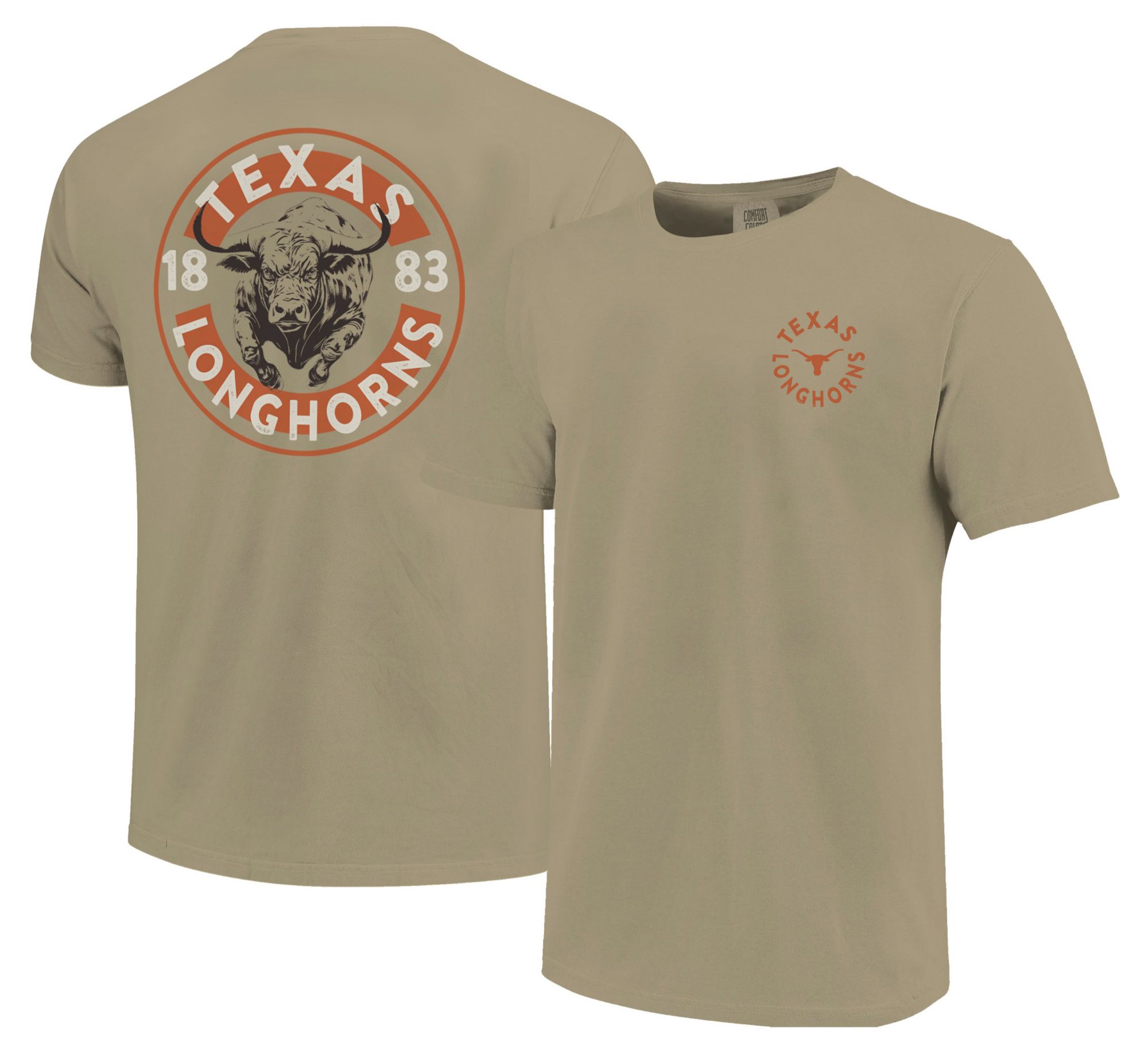 Image One Men's Texas Longhorns Khaki Mascot Circle T-Shirt product image