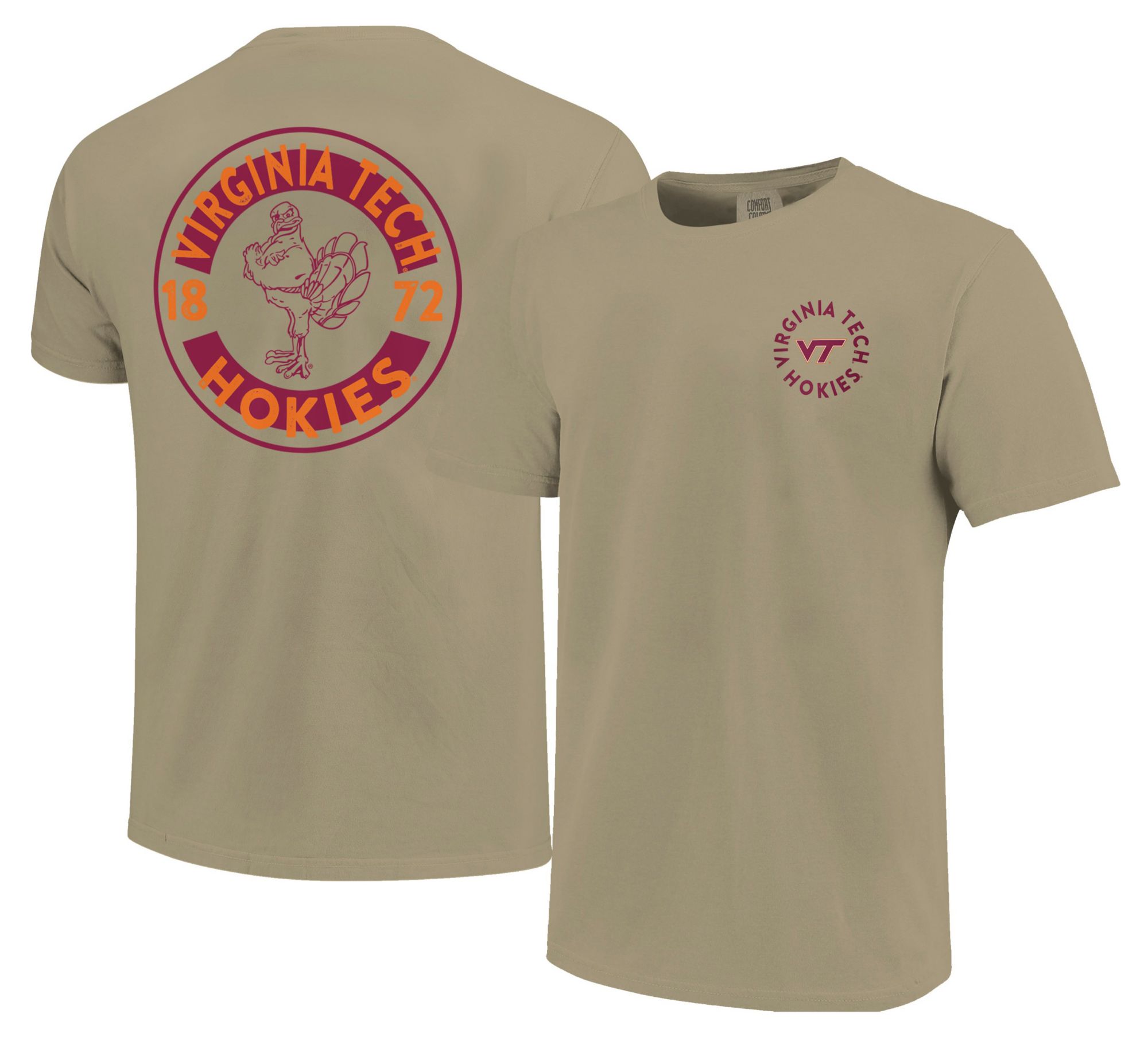 Image One Men's Virginia Tech Hokies Khaki Mascot Circle T-Shirt product image