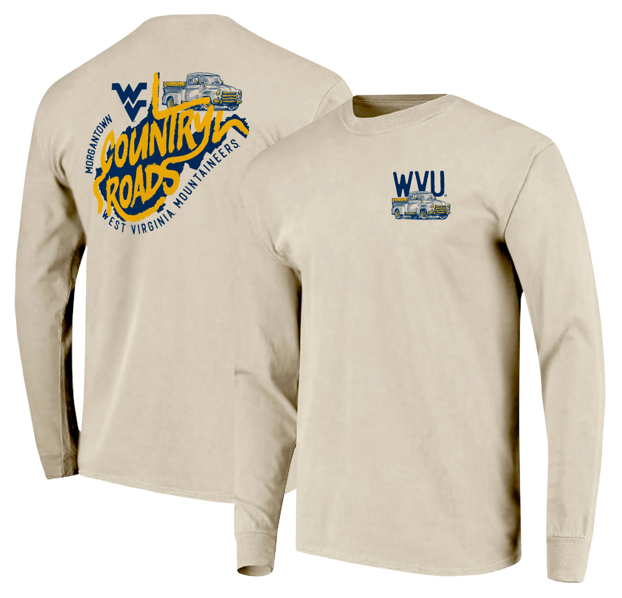 Image One Men's West Virginia Mountaineers Ivory Country Roads Long Sleeve T-Shirt product image