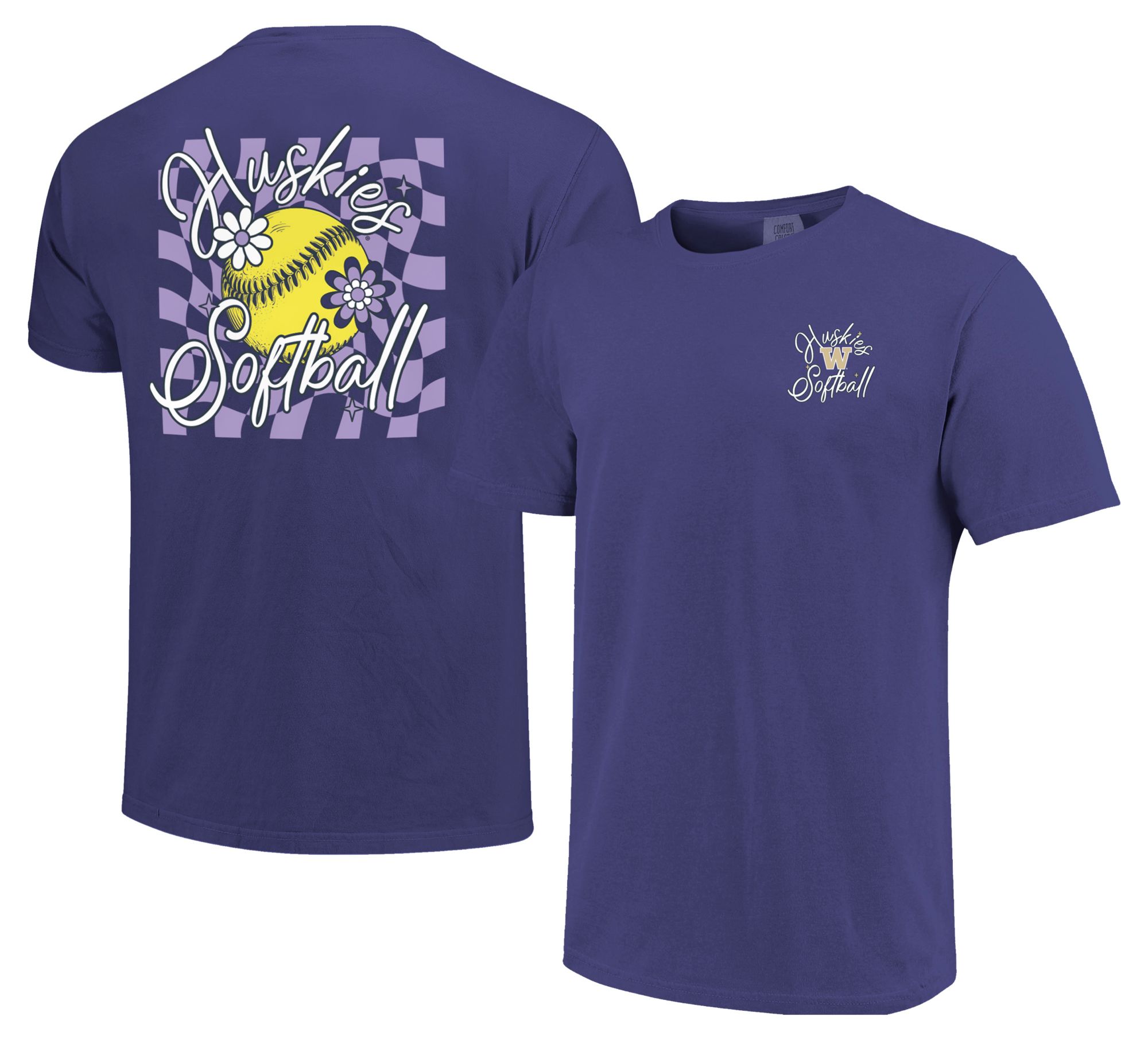 Image One Women's Washington Huskies Purple Floral Softball T-Shirt product image