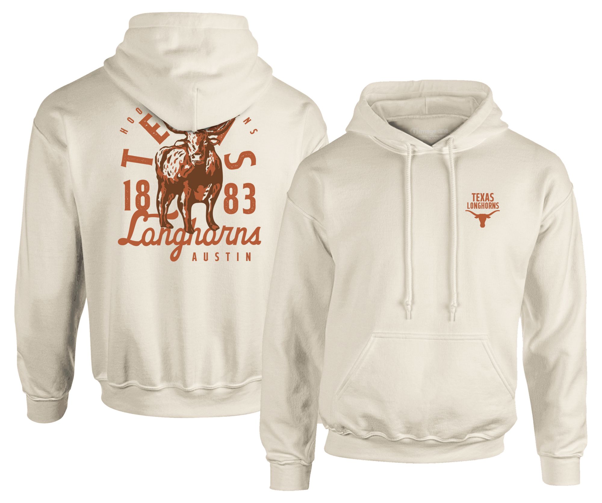 Image One Youth Texas Longhorns White Football Sprint Pullover Hoodie product image
