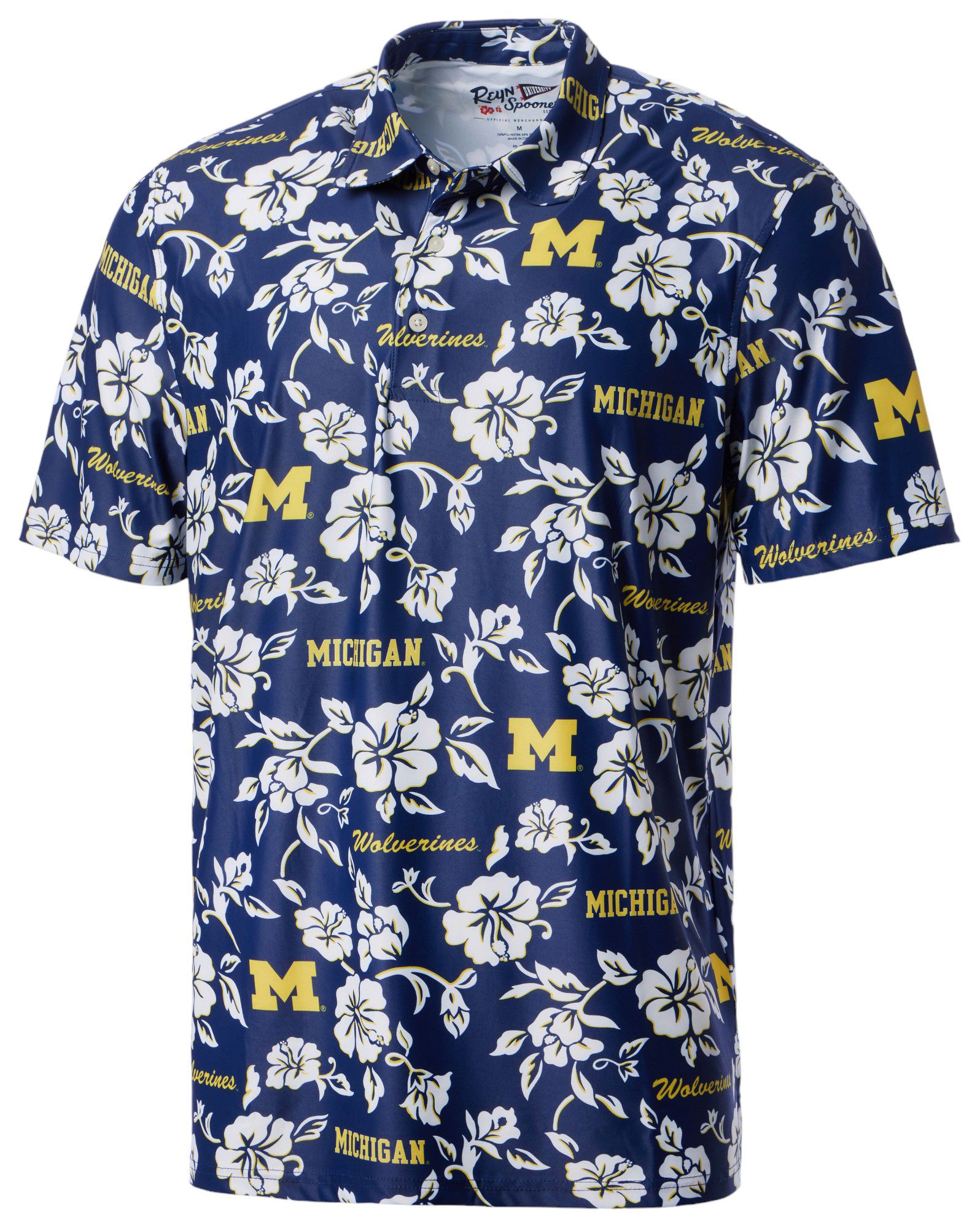 Reyn Spooner Men's Michigan Wolverines Blue Performance Polo product image