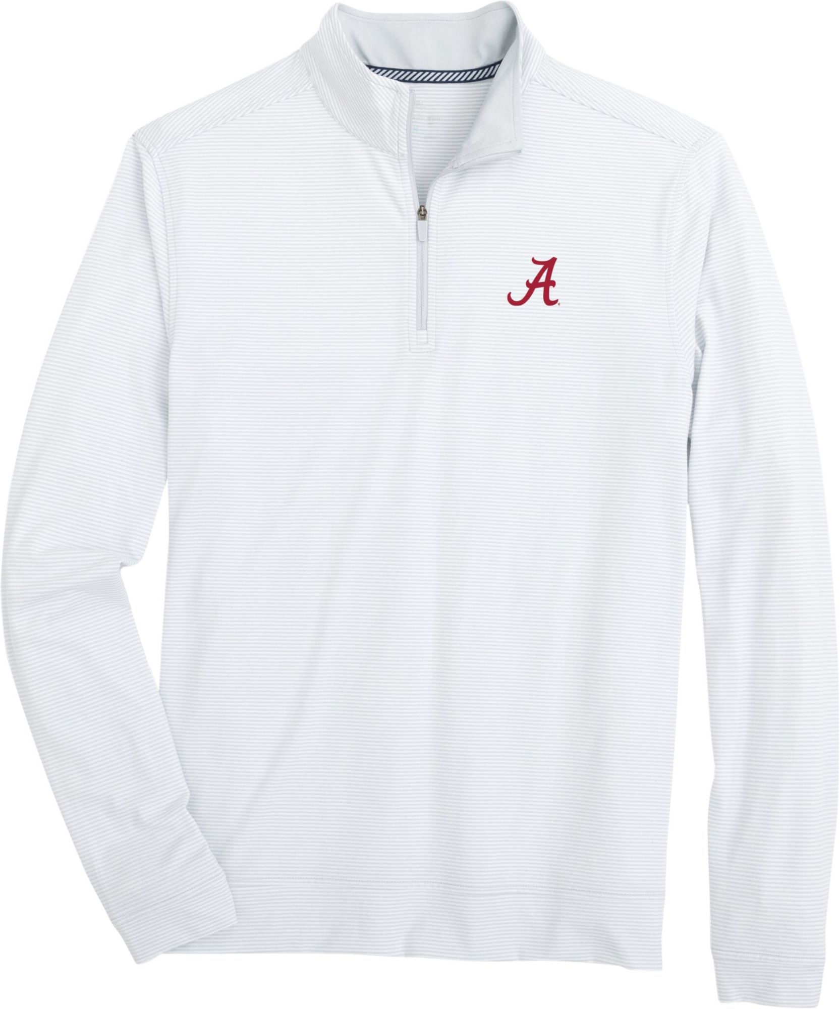 Southern Tide Men's Alabama Crimson Tide Grey Cruiser Micro-Stripe Quarter-Zip Pullover Shirt product image