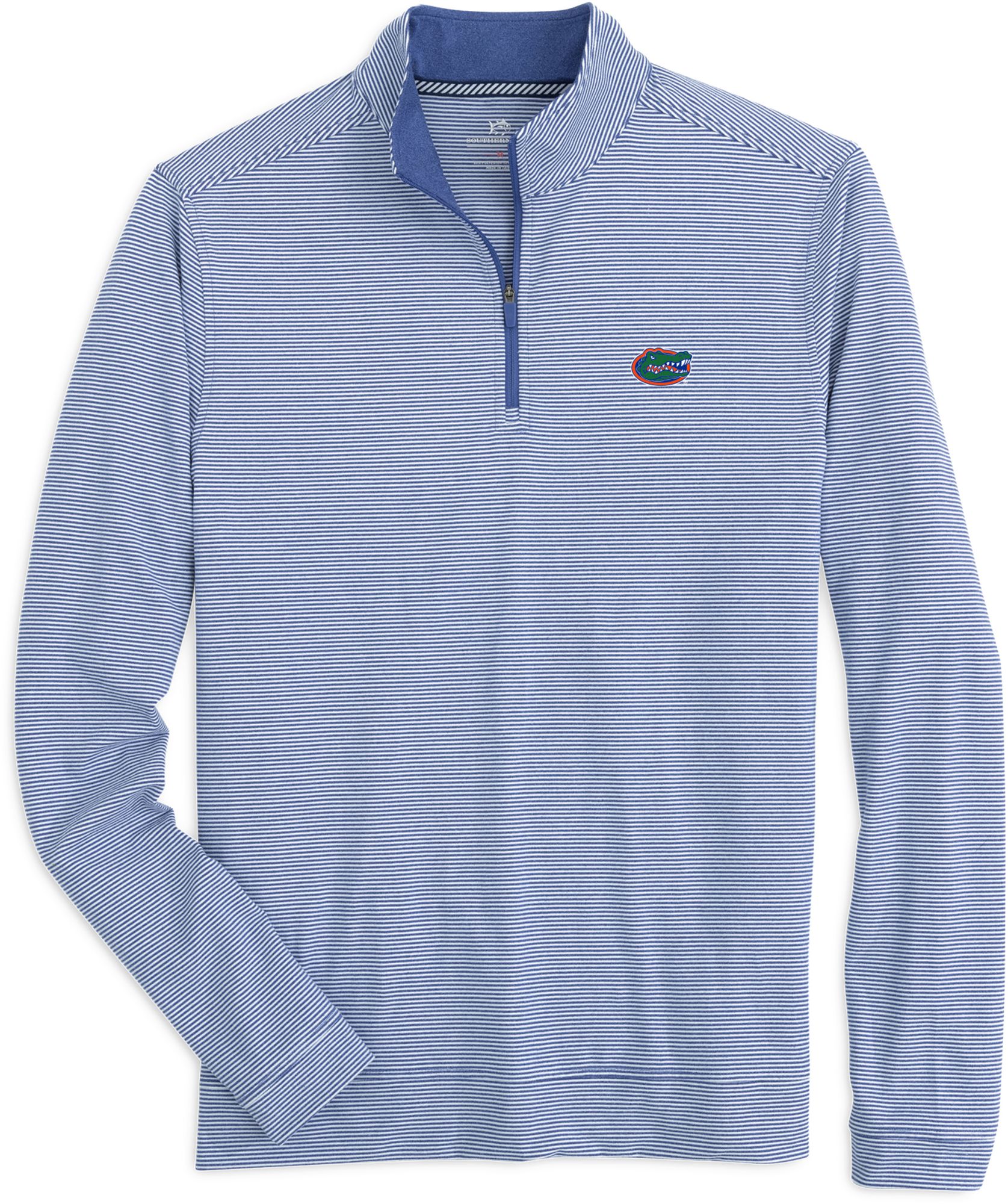 Southern Tide Men's Florida Gators Blue Cruiser Micro-Stripe Quarter-Zip Pullover Shirt product image