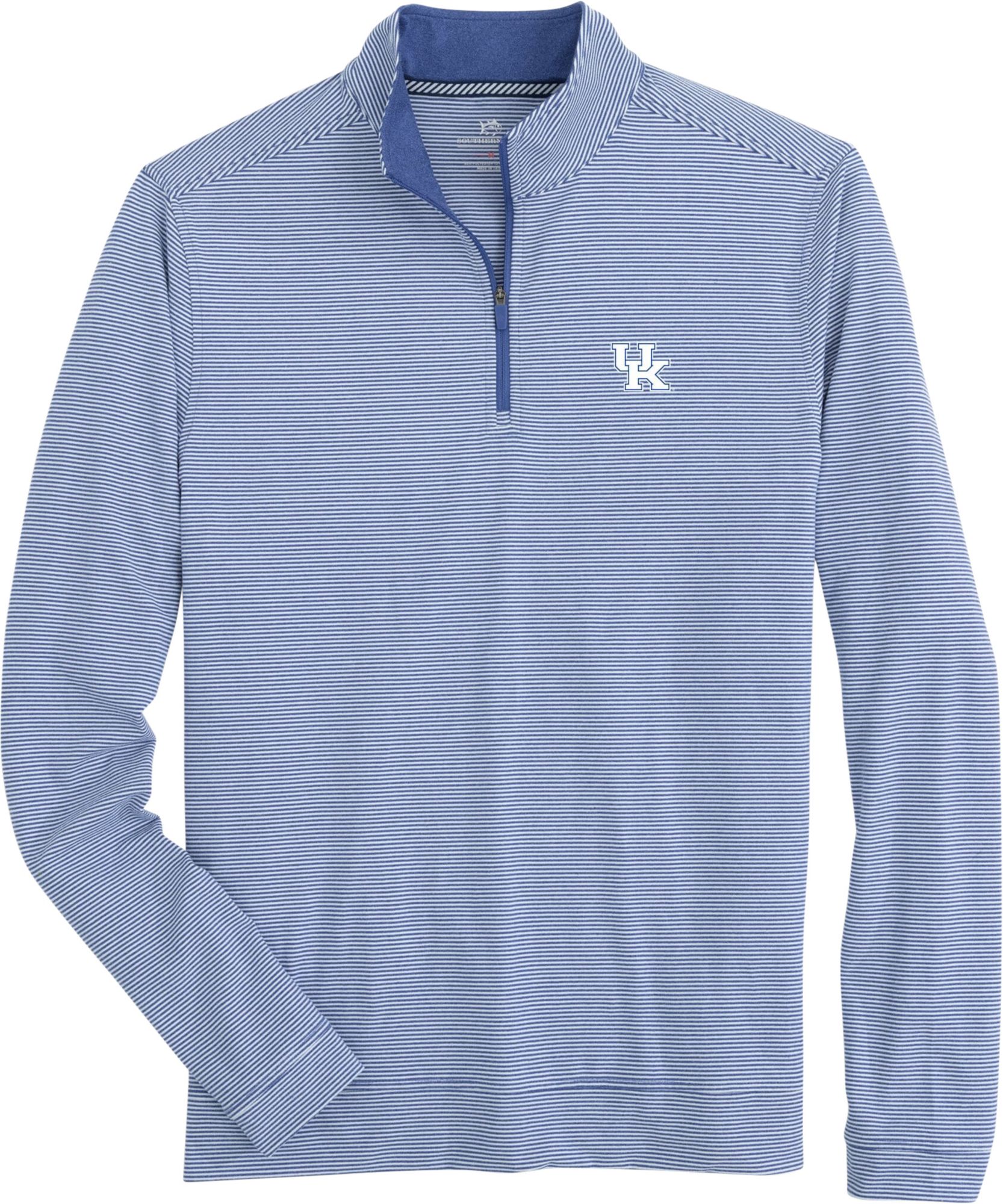 Southern Tide Men's Kentucky Wildcats Blue Cruiser Micro-Stripe Quarter-Zip Pullover Shirt product image
