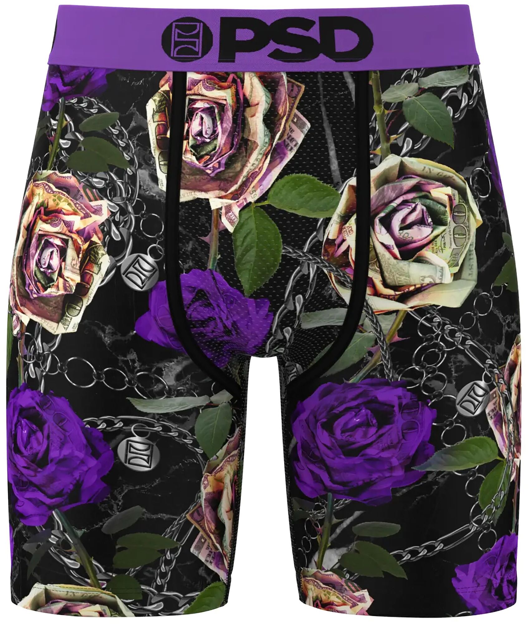 PSD Underwear Men's Rose and Chains Purple Boxer Briefs product image
